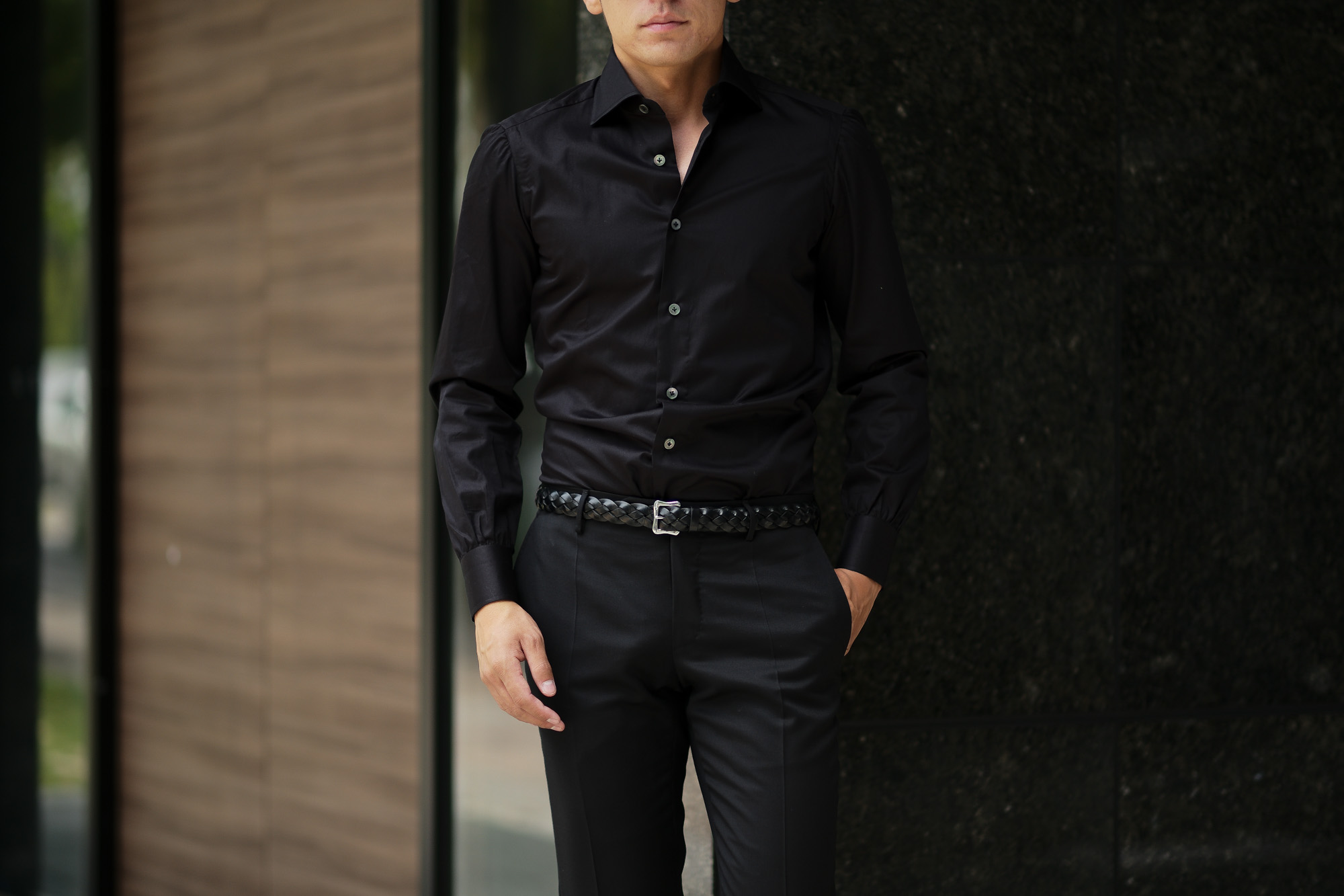 AVINO(アヴィーノ) Poplin Dress Shirts コットン ブロード ポプリン ドレスシャツ BLACK(ブラック) made in italy (イタリア製) 2019 秋冬 【ご予約受付中】  愛知 名古屋 altoediritto アルトエデリット