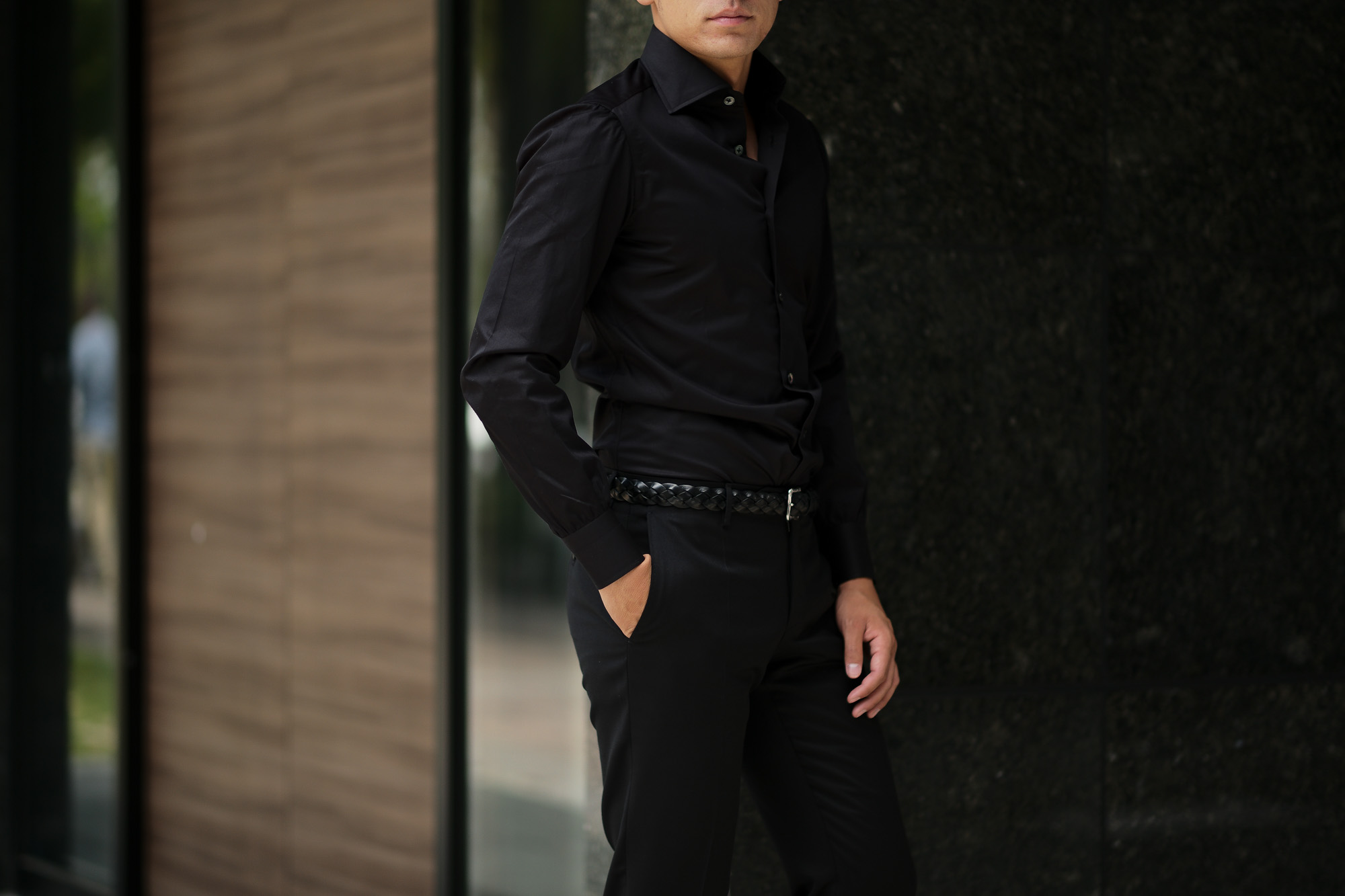 AVINO(アヴィーノ) Poplin Dress Shirts コットン ブロード ポプリン ドレスシャツ BLACK(ブラック) made in italy (イタリア製) 2019 秋冬 【ご予約受付中】  愛知 名古屋 altoediritto アルトエデリット