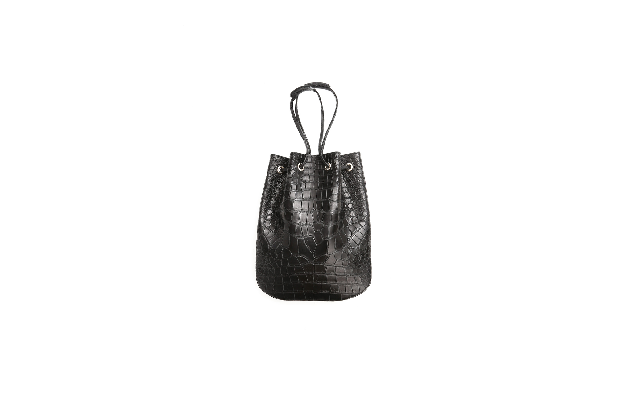 Cisei × 山本製鞄 (シセイ × 山本製鞄) Crocodile Bag(クロコダイルバック) Nile Crocodile Leather (ワニ革) ナイル クロコダイル レザードローストリングバック 巾着  BLACK(ブラック)  Made in Japan (日本製) 2019 秋冬 【超絶 限定モデル】【ご予約開始】愛知 名古屋 altoediritto アルトエデリット