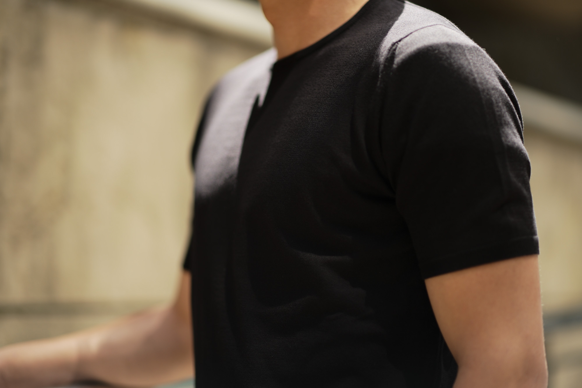 Cruciani (クルチアーニ) Knit T-shirt (ニット Tシャツ) 27ゲージ コットン ニット Tシャツ BLACK (ブラック・Z0048) made in italy (イタリア製) 2019 春夏新作 愛知 名古屋 altoediritto アルトエデリット