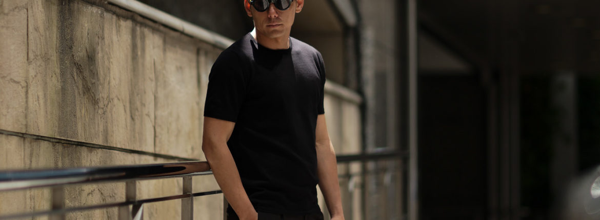 Cruciani (クルチアーニ) Knit T-shirt (ニット Tシャツ) 27ゲージ コットン ニット Tシャツ BLACK (ブラック・Z0048) made in italy (イタリア製) 2019 春夏新作 愛知 名古屋 altoediritto アルトエデリット