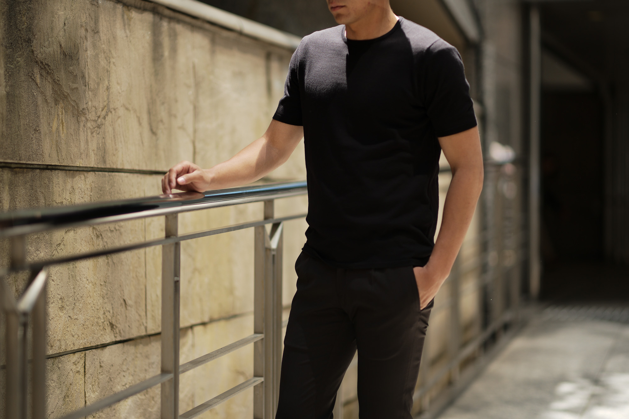 Cruciani (クルチアーニ) Knit T-shirt (ニット Tシャツ) 27ゲージ コットン ニット Tシャツ BLACK (ブラック・Z0048) made in italy (イタリア製) 2019 春夏新作 愛知 名古屋 altoediritto アルトエデリット