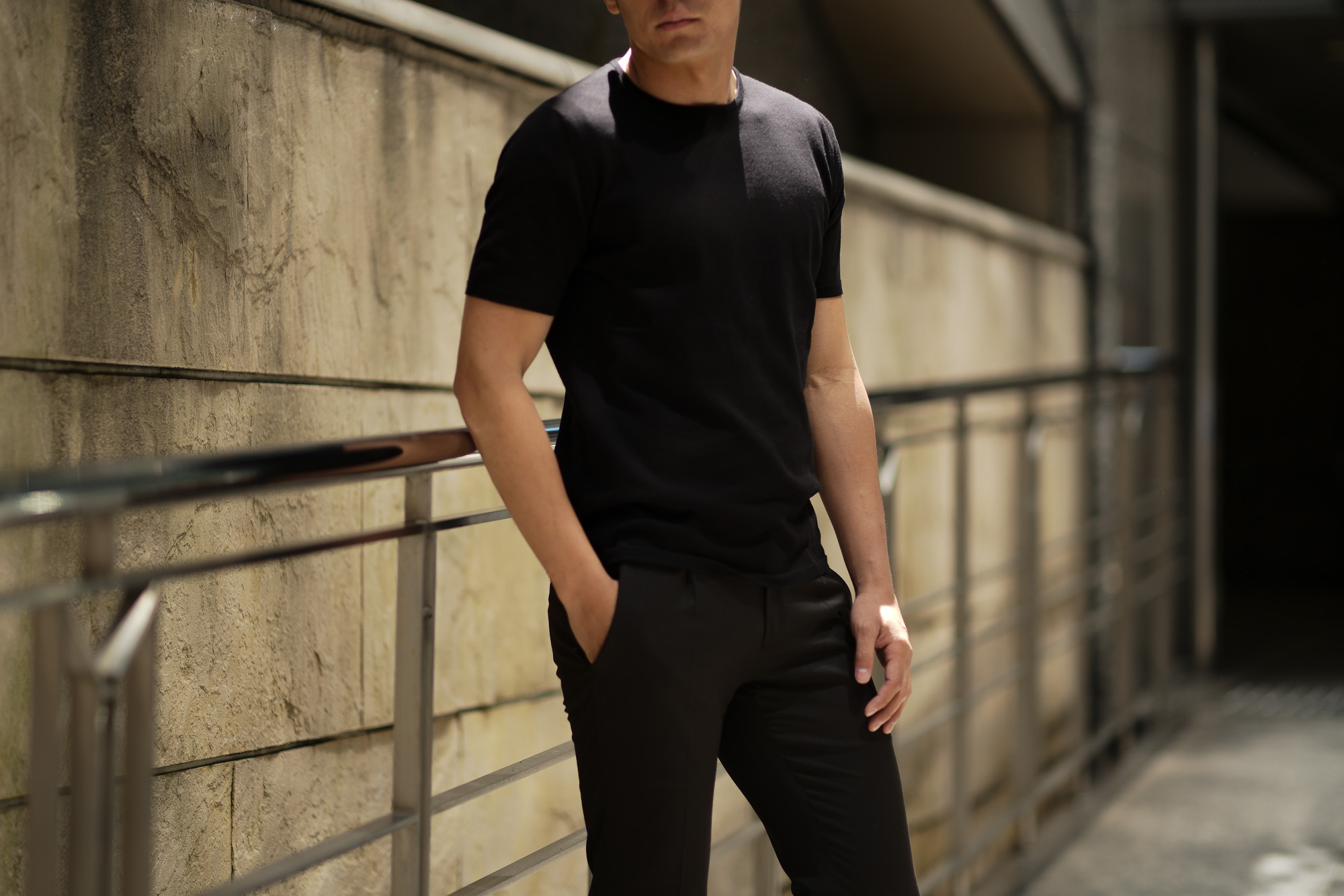 Cruciani (クルチアーニ) Knit T-shirt (ニット Tシャツ) 27ゲージ コットン ニット Tシャツ BLACK (ブラック・Z0048) made in italy (イタリア製) 2019 春夏新作 愛知 名古屋 altoediritto アルトエデリット