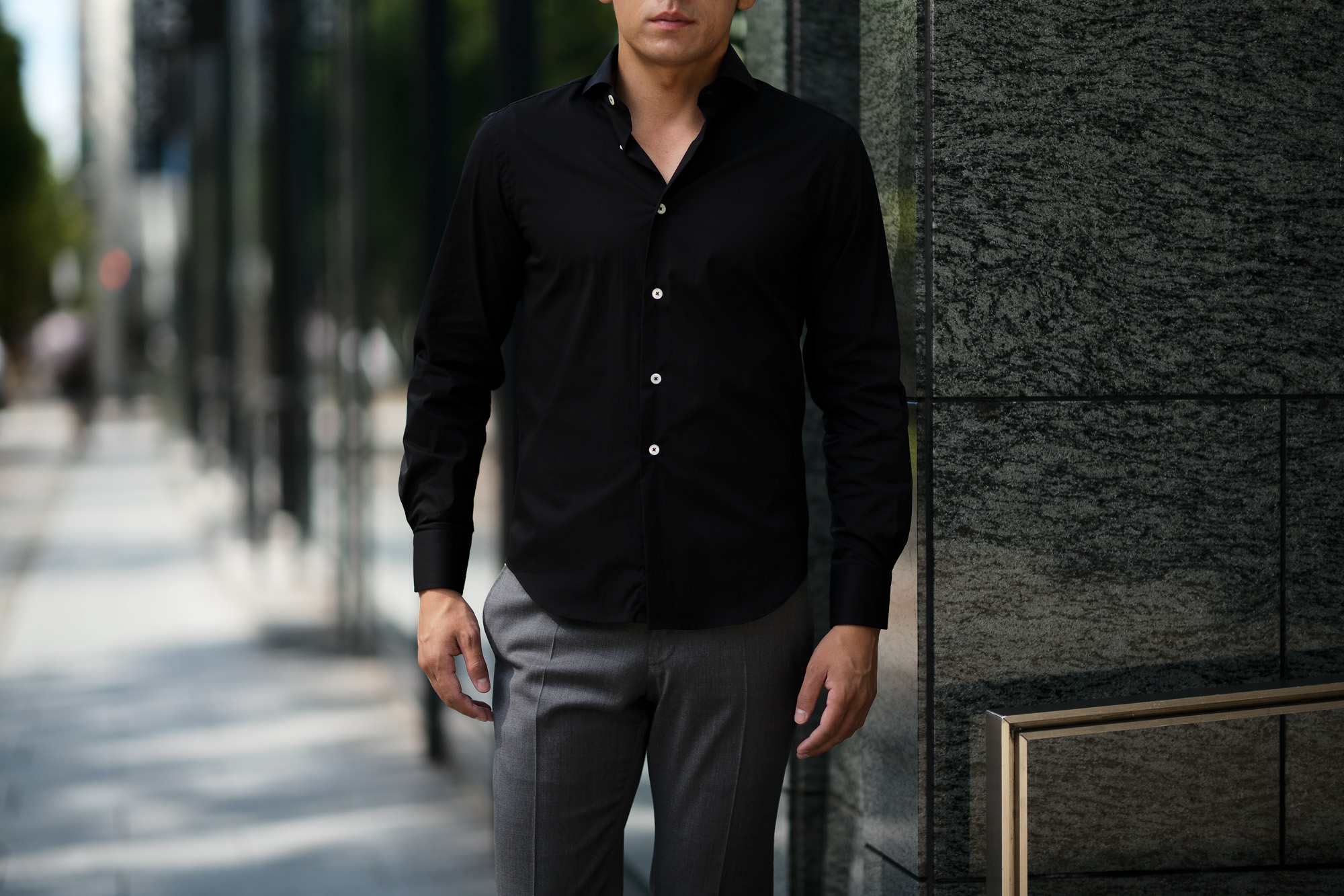 Cuervo クエルボ Sartoria Collection Pierピエル STRETCH COTTON ストレッチコットン シャツ BLACK ブラック イタリア製 2019 春夏 新色ブラック入荷 イタリアシャツ 愛知 名古屋 altoediritto アルトエデリット