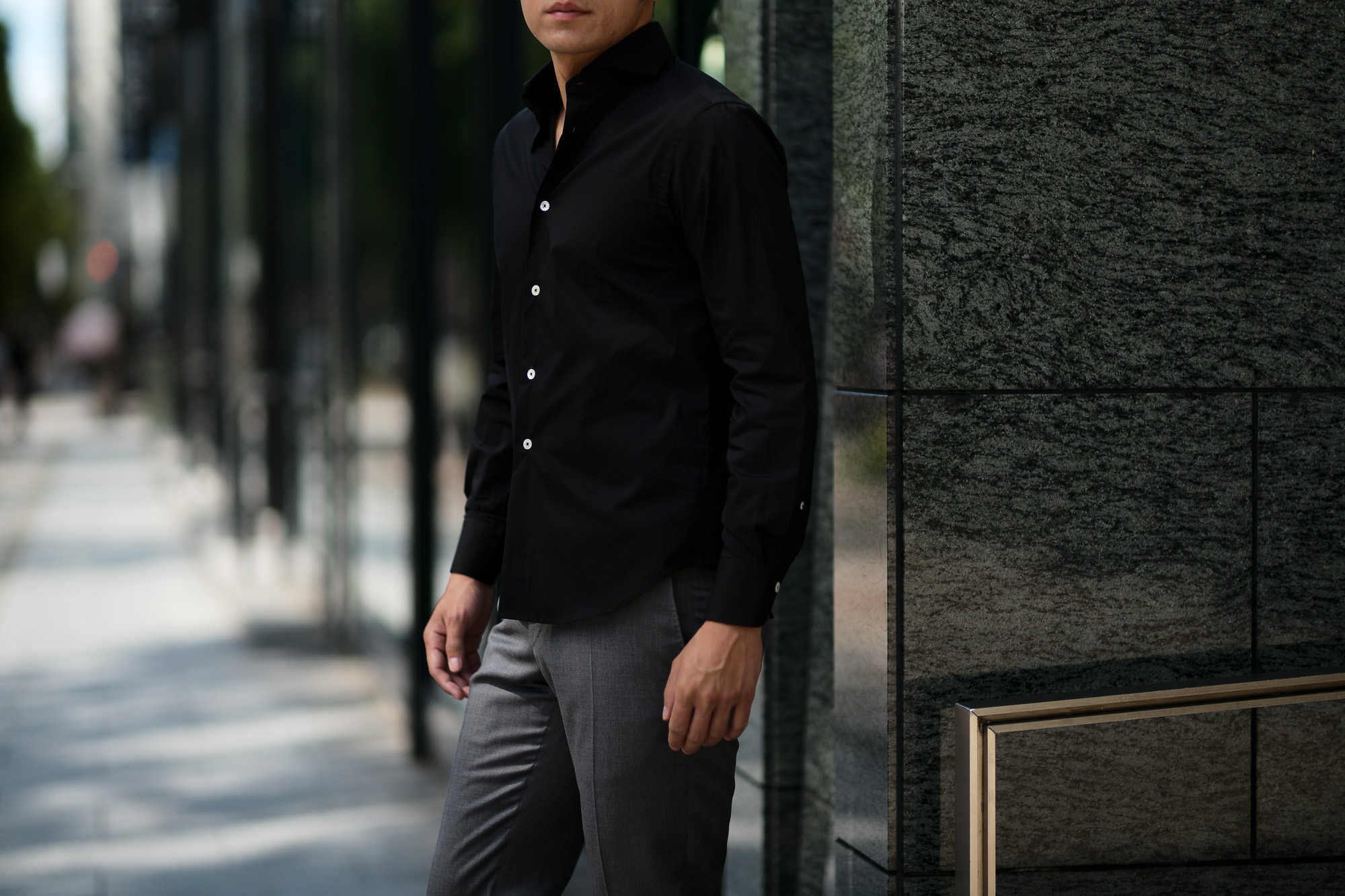 Cuervo クエルボ Sartoria Collection Pierピエル STRETCH COTTON ストレッチコットン シャツ BLACK ブラック イタリア製 2019 春夏 新色ブラック入荷 イタリアシャツ 愛知 名古屋 altoediritto アルトエデリット