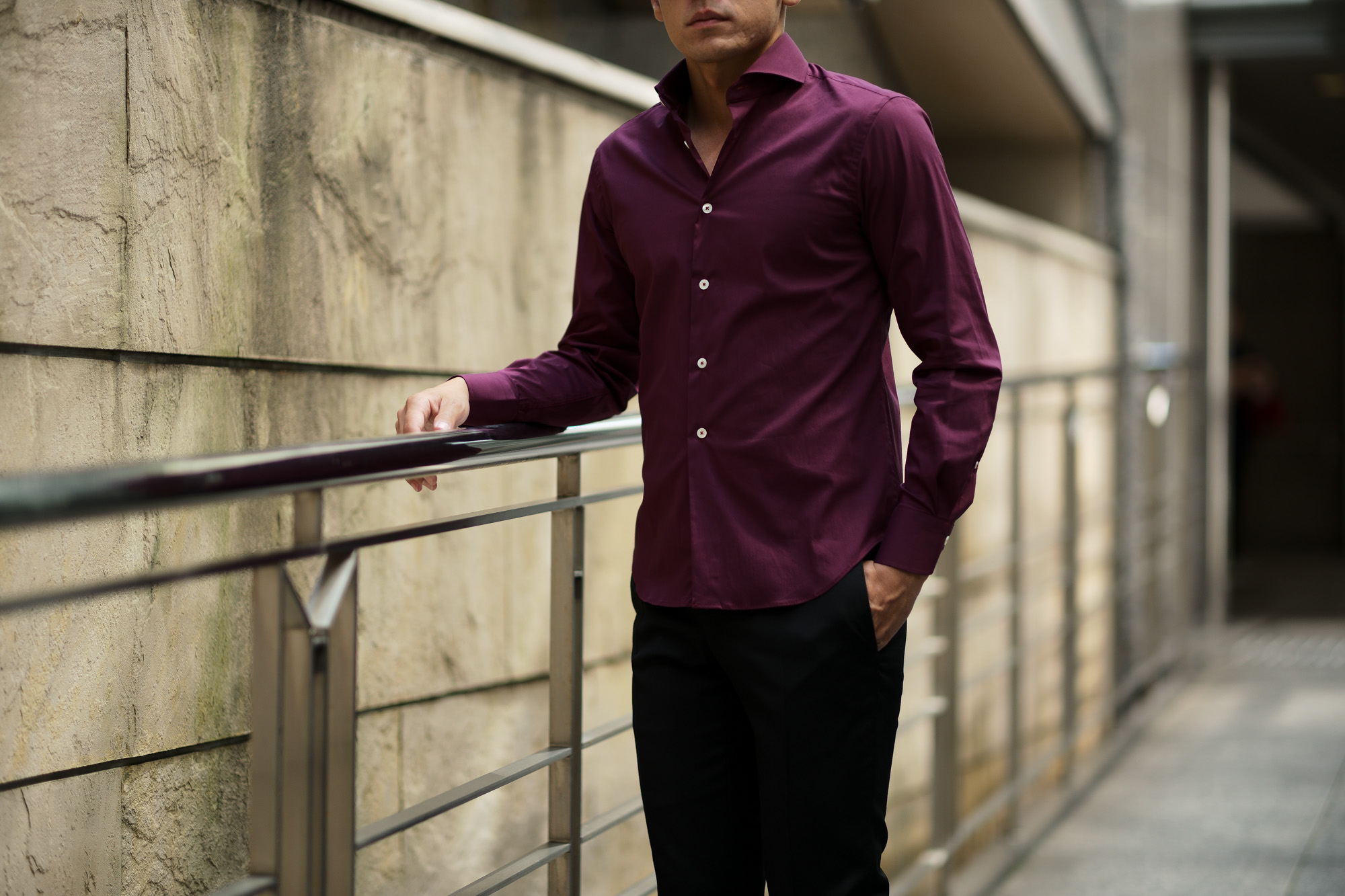 Cuervo (クエルボ) Sartoria Collection (サルトリア コレクション) Pier(ピエル) STRETCH COTTON ストレッチコットン シャツ BORDEAUX (ボルドー) MADE IN ITALY (イタリア製) 2019 春夏新作 【新色ボルドーフリー分発売中】イタリアシャツ 愛知 名古屋 altoediritto アルトエデリット