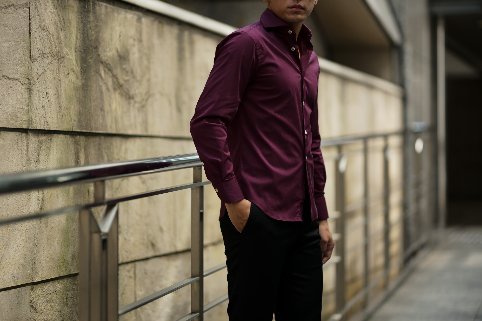 Cuervo (クエルボ) Sartoria Collection (サルトリア コレクション) Pier(ピエル) STRETCH COTTON ストレッチコットン シャツ BORDEAUX (ボルドー) MADE IN ITALY (イタリア製) 2019 春夏新作 【新色ボルドーフリー分発売中】イタリアシャツ 愛知 名古屋 altoediritto アルトエデリット