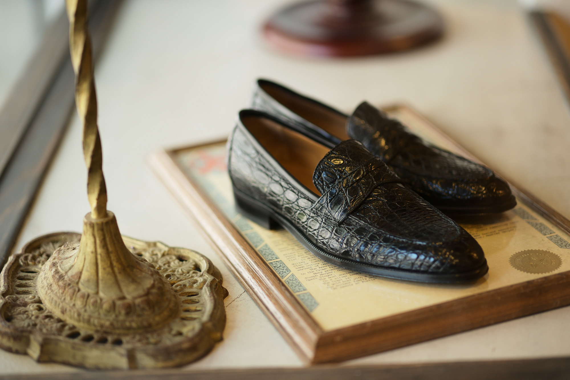 ENZO BONAFE (エンツォボナフェ) ART. EB-08 Crocodile Coin Loafer (クロコダイル コイン ローファー) Mat Crocodile Leather マット クロコダイル レザー ドレスシューズ ローファー NERO (ブラック) made in italy (イタリア製) 2019 春夏新作 愛知 名古屋 enzobonafe エンツォボナフェ eb08 ローファー zodiac nagoya alto e diritto altoediritto アルトエデリット コードバン　5,5.5,6,6.5,7,7.5,8,8.5,9,9.5