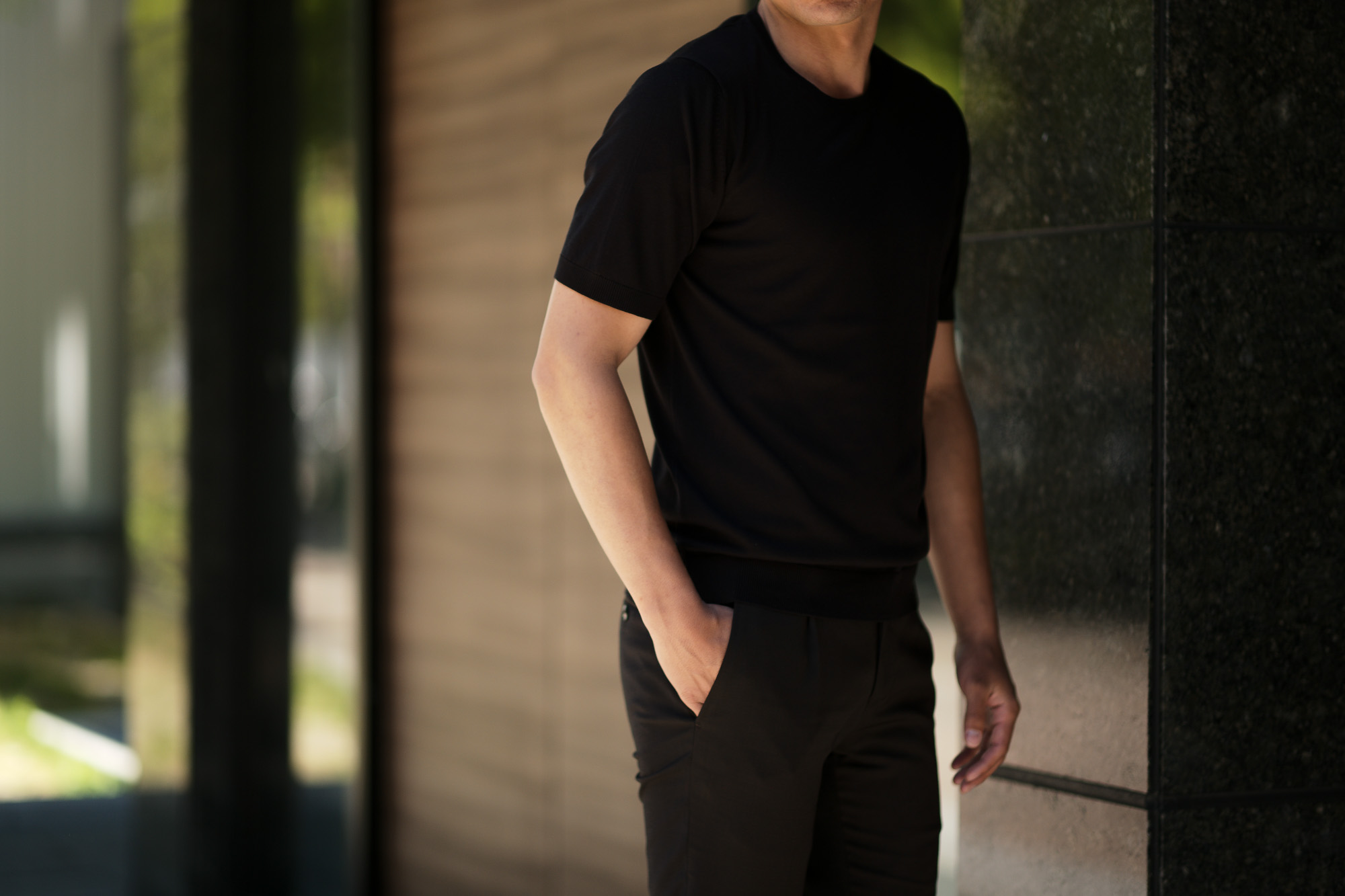 Gran Sasso (グランサッソ) Silk Knit T-shirt (シルクニット Tシャツ) SETA (シルク 100%) ショートスリーブ シルク ニット Tシャツ BLACK (ブラック・099) made in italy (イタリア製) 2019 春夏新作 gransasso 愛知 名古屋 altoediritto アルトエデリット