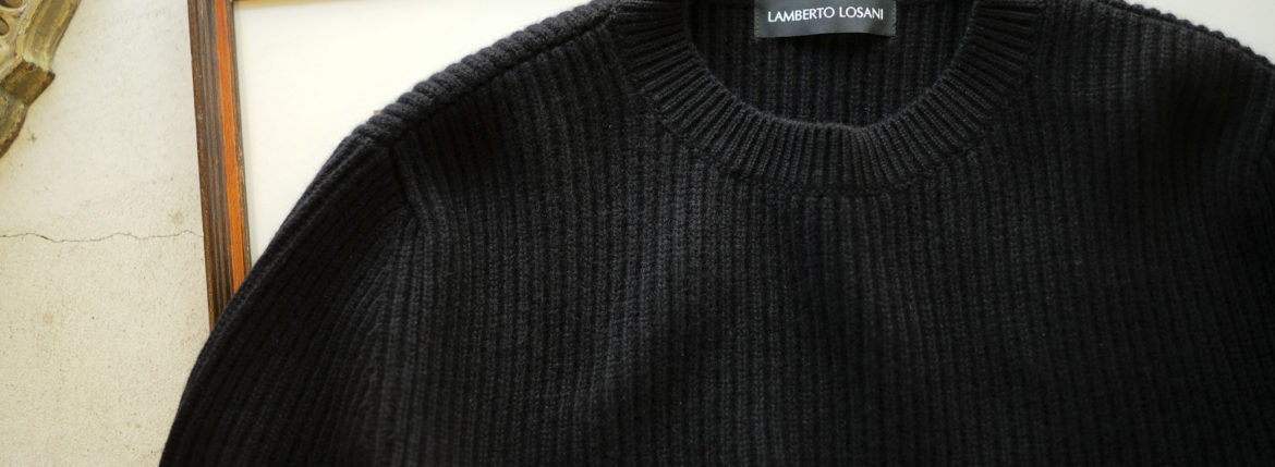 LAMBERTO LOSANI (ランベルト ロザーニ) Cashmere Crew Neck Sweater (カシミア クルーネック セーター) ローゲージ カシミアニット セーター BLACK (ブラック・0901) made in italy (イタリア製) 2019 秋冬のイメージ