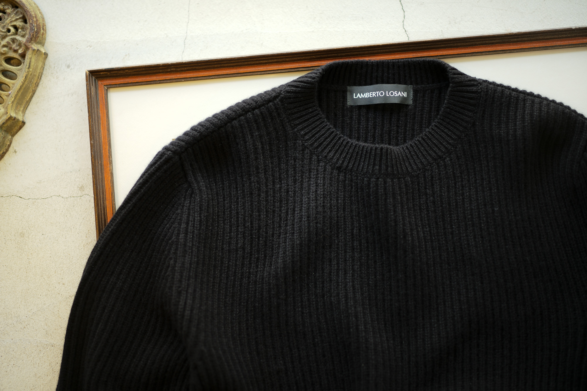 LAMBERTO LOSANI (ランベルト ロザーニ) Cashmere Crew Neck Sweater (カシミア クルーネック セーター) ローゲージ カシミアニット セーター BLACK (ブラック・0901) made in italy (イタリア製) 2019 秋冬  lambertolosani ランベルトロザーニ 愛知 名古屋 altoediritto アルトエデリット