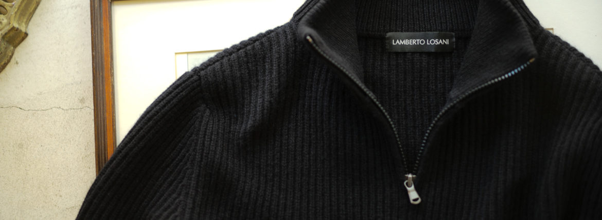 LAMBERTO LOSANI (ランベルト ロザーニ) 14G Cashmere Zip Up Cardigan (14ゲージ カシミア ジップアップ カーディガン) ローゲージ カシミアニット カーディガン BLACK (ブラック・901) made in italy (イタリア製) 2019 秋冬 lambertolosani ランベルトロザーニ 愛知 名古屋 altoediritto アルトエデリット