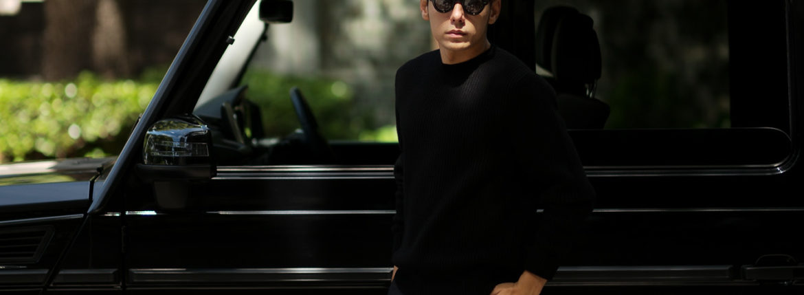 LAMBERTO LOSANI (ランベルト ロザーニ) Cashmere Crew Neck Sweater (カシミア クルーネック セーター) ローゲージ カシミアニット セーター BLACK (ブラック・0901) made in italy (イタリア製) 2019 秋冬 lambertolosani ランベルトロザーニ 愛知 名古屋 altoediritto アルトエデリット