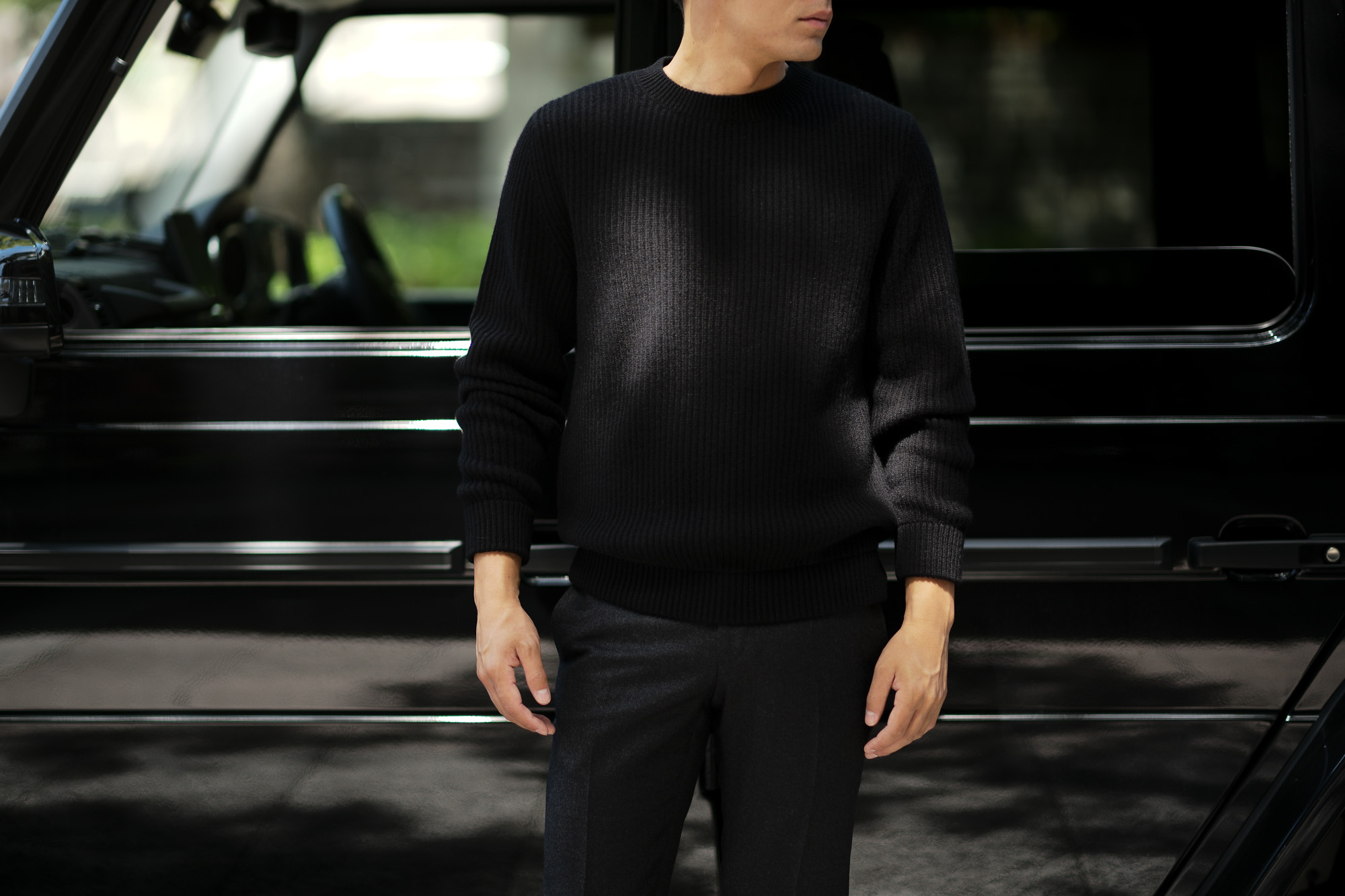 LAMBERTO LOSANI (ランベルト ロザーニ) Cashmere Crew Neck Sweater (カシミア クルーネック セーター) ローゲージ カシミアニット セーター BLACK (ブラック・0901) made in italy (イタリア製) 2019 秋冬 lambertolosani ランベルトロザーニ 愛知 名古屋 altoediritto アルトエデリット