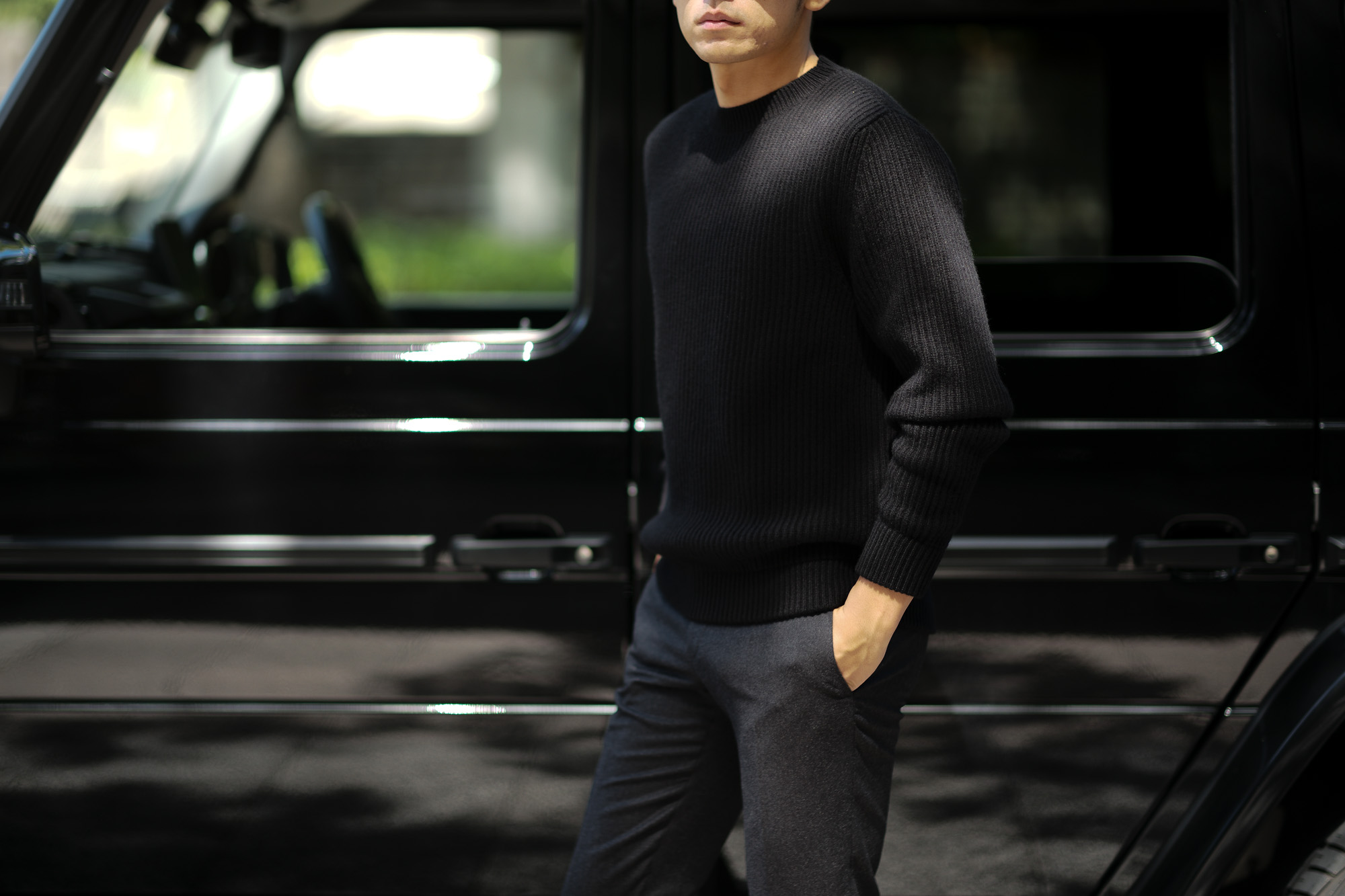 LAMBERTO LOSANI (ランベルト ロザーニ) Cashmere Crew Neck Sweater (カシミア クルーネック セーター) ローゲージ カシミアニット セーター BLACK (ブラック・0901) made in italy (イタリア製) 2019 秋冬 lambertolosani ランベルトロザーニ 愛知 名古屋 altoediritto アルトエデリット