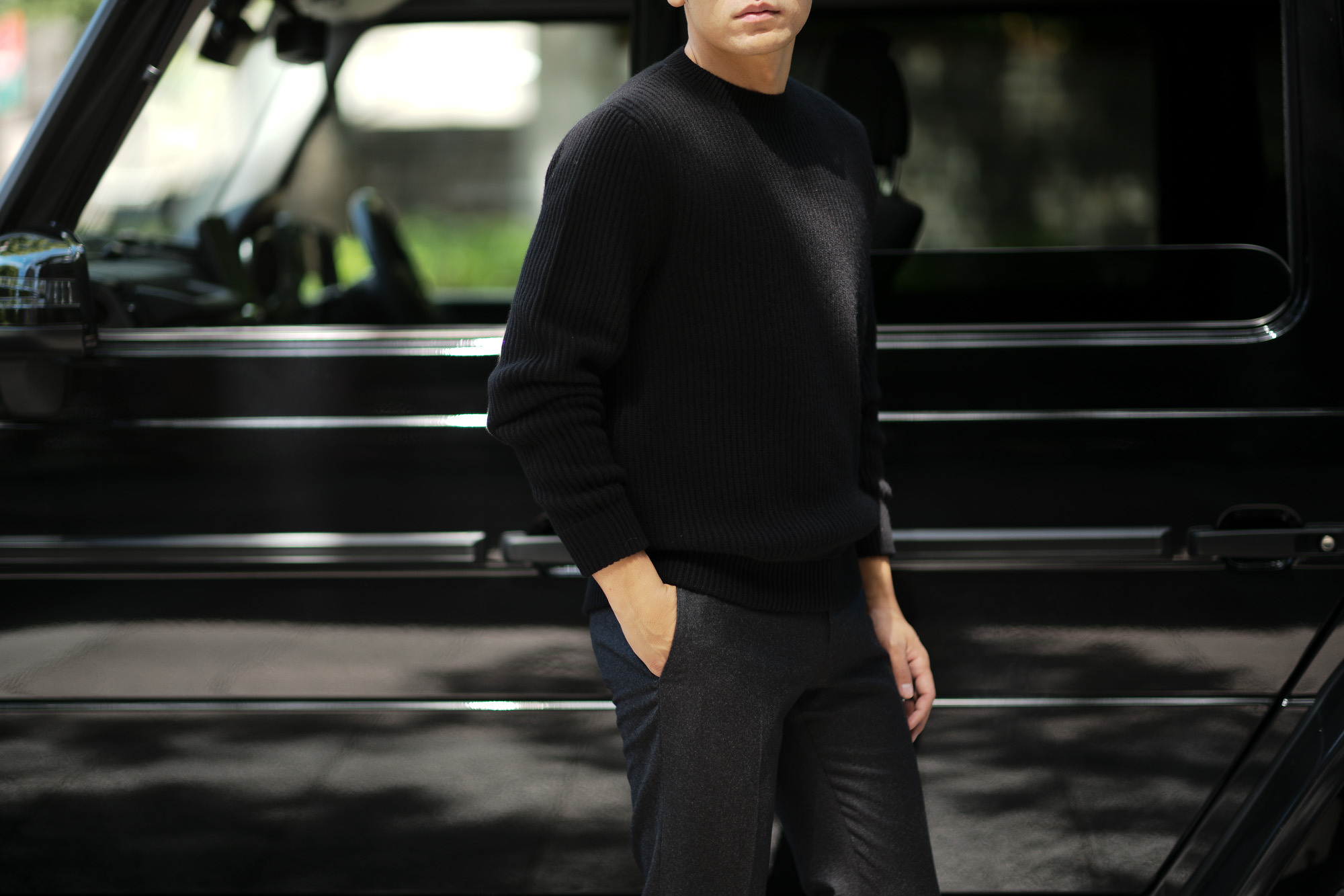 LAMBERTO LOSANI (ランベルト ロザーニ) Cashmere Crew Neck Sweater (カシミア クルーネック セーター) ローゲージ カシミアニット セーター BLACK (ブラック・0901) made in italy (イタリア製) 2019 秋冬 lambertolosani ランベルトロザーニ 愛知 名古屋 altoediritto アルトエデリット