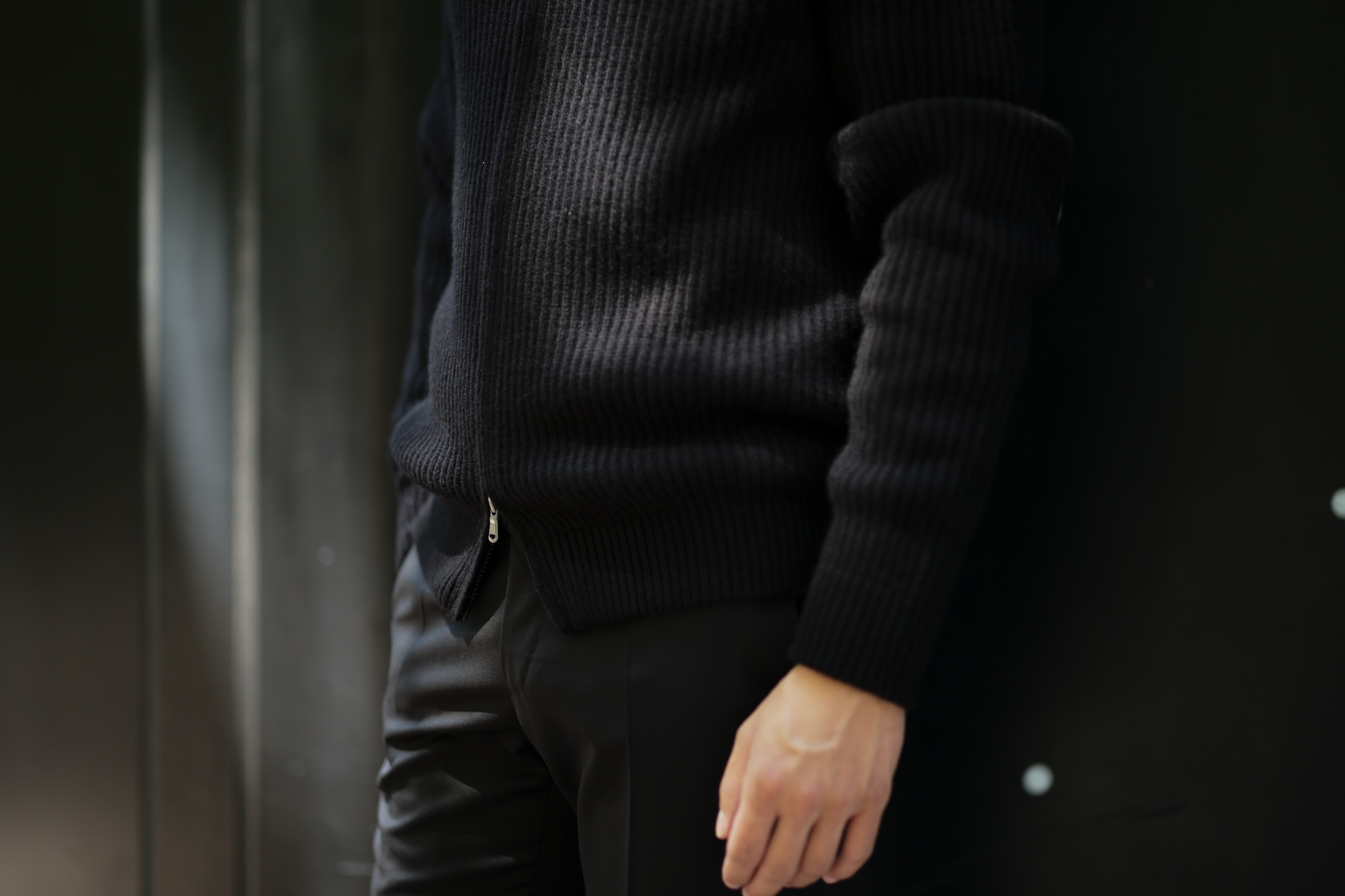 LAMBERTO LOSANI (ランベルト ロザーニ) Cashmere Zip Up Cardigan (カシミア ジップアップ カーディガン) ローゲージ カシミアニット カーディガン BLACK (ブラック・901) made in italy (イタリア製) 2019 秋冬 lambertolosani ランベルトロザーニ 愛知 名古屋 altoediritto アルトエデリット