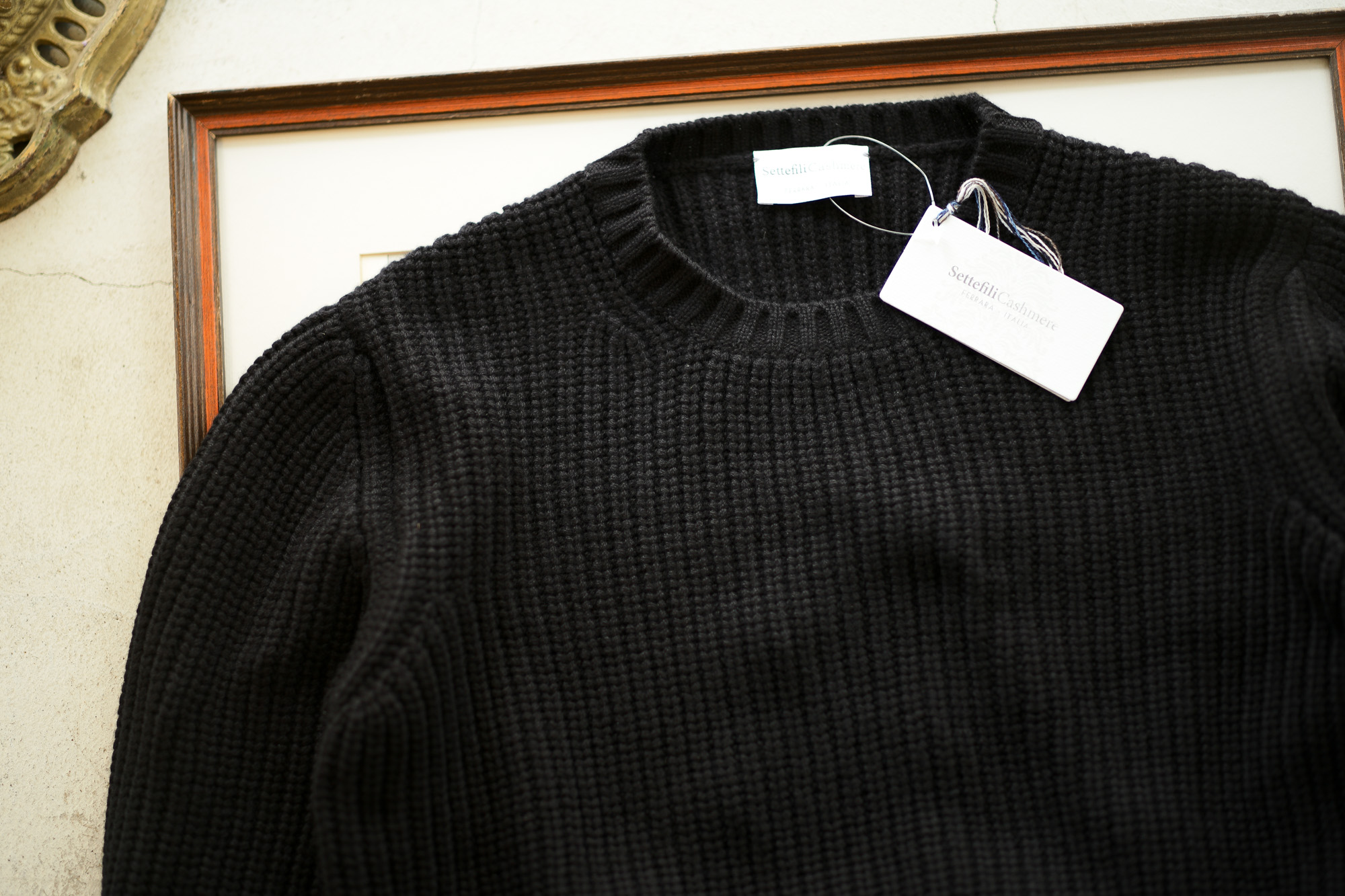 Settefili Cashmere (セッテフィーリ カシミア) Cashmere Crew Neck Sweater ローゲージ カシミアニット セーター BLACK (ブラック・CG102) made in italy (イタリア製) 2019 秋冬新作 settefilicashmere 愛知 名古屋 altoediritto アルトエデリット カシミヤ