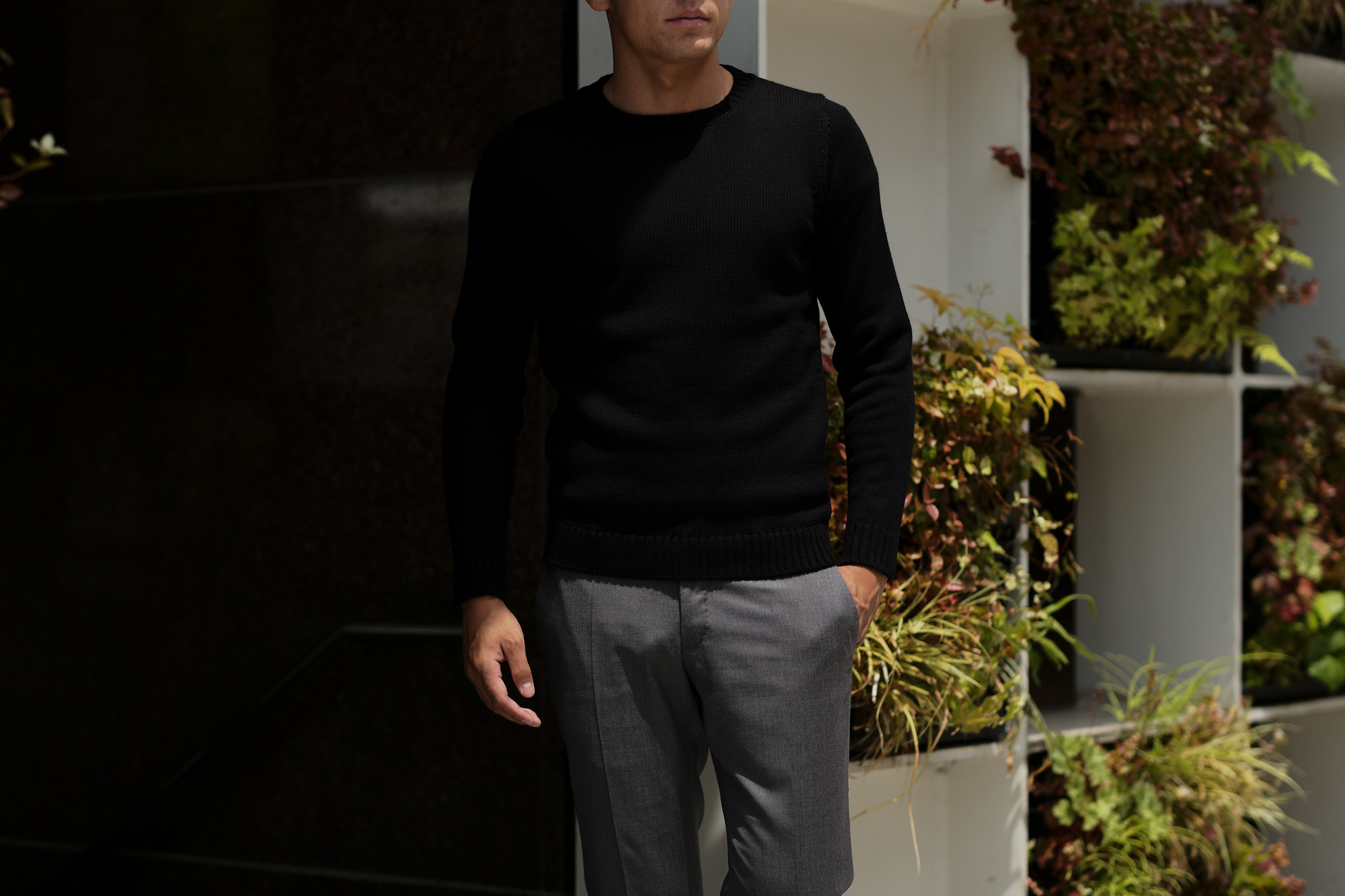 ZANONE (ザノーネ) Crew Neck Sweater (クルーネック セーター) 811258 Z0229 VIRGIN WOOL 100% ミドルゲージ ウールニット セーター BLACK (ブラック・Z0015)  made in italy (イタリア製) 2019 秋冬 【ご予約受付中】zanone ニット クルーネック 愛知 名古屋 Alto e Diritto アルト エ デリット