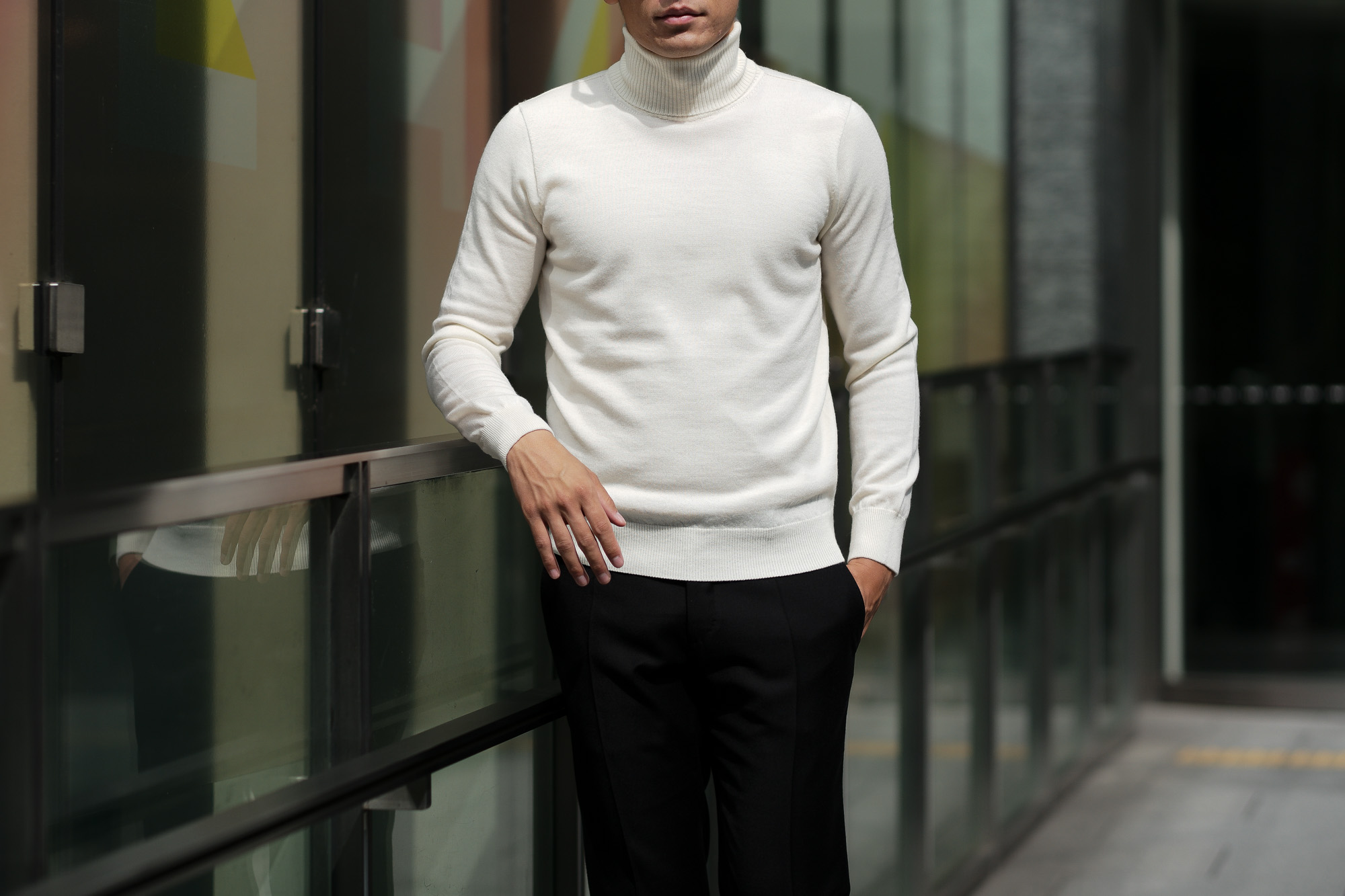 Cuervo (クエルボ) Sartoria Collection (サルトリア コレクション) John(ジョン) Turtle Neck Sweater (タートルネックセーター) ウールニット セーター WHITE (ホワイト) MADE IN JAPAN (日本製) 2019 秋冬 【ご予約受付中】愛知 名古屋 altoediritto アルトエデリット