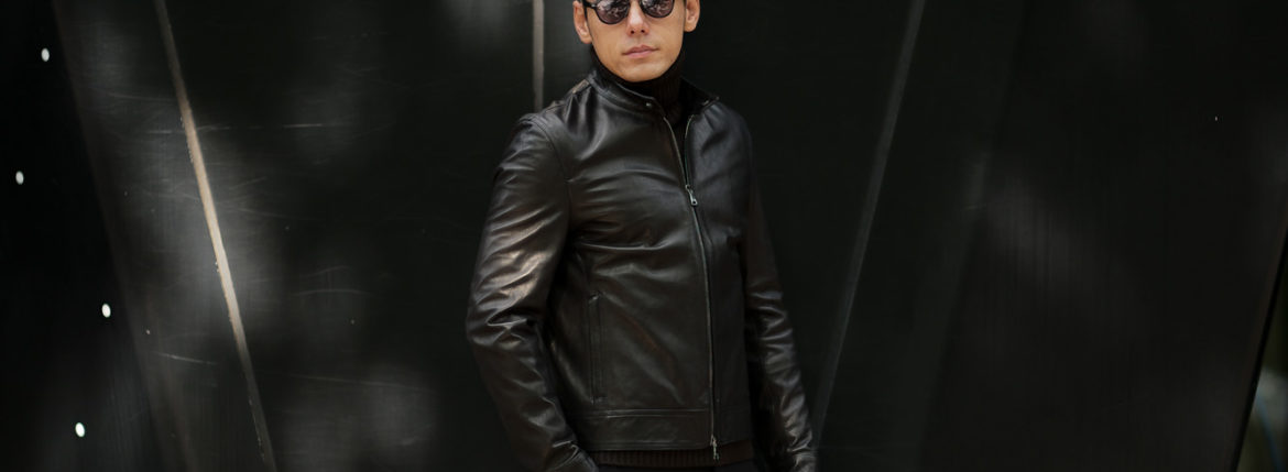 EMMETI(エンメティ) JURI(ユリ) Lambskin nappa Leather シングルライダース レザージャケット NERO (ブラック) made in italy (イタリア製) 2019 秋冬新作 愛知 alto e diritto アルトエデリット altoediritto 干場さん 干場着 ユーリ