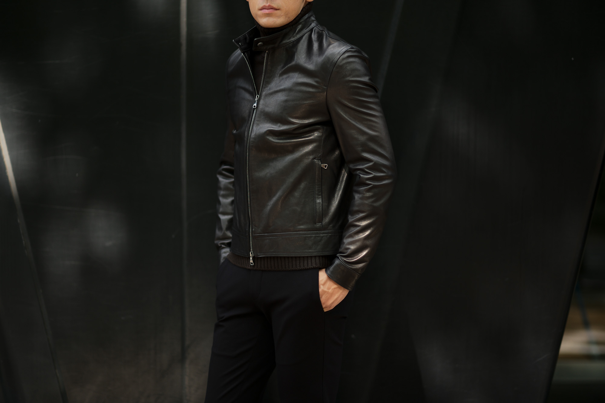 EMMETI(エンメティ) JURI(ユリ) Lambskin nappa Leather シングルライダース レザージャケット NERO (ブラック) made in italy (イタリア製) 2019 秋冬新作 愛知 alto e diritto アルトエデリット altoediritto 干場さん 干場着 ユーリ