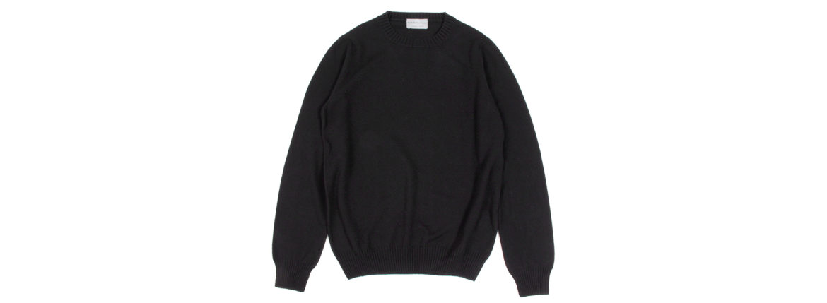 Settefili Cashmere (セッテフィーリ カシミア) Silk Cashmere Crew Neck Sweater ハイゲージ シルクカシミア ニット セーター BLACK (ブラック・CS22) made in italy (イタリア製) 2019 秋冬新作 settefilicashmere 愛知 名古屋 altoediritto アルトエデリット