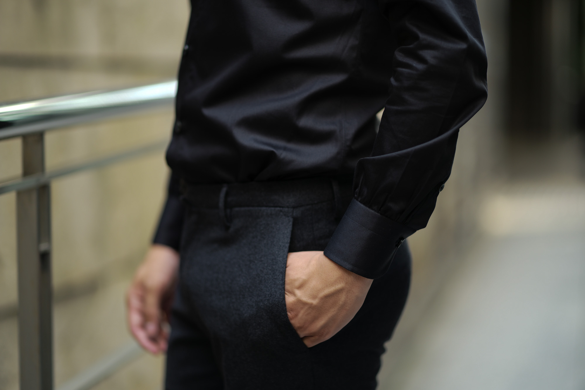 AVINO(アヴィーノ) Poplin Dress Shirts コットン ブロード ポプリン ドレスシャツ BLACK(ブラック) made in italy (イタリア製) 2019 秋冬新作 愛知 名古屋 altoediritto アルトエデリット