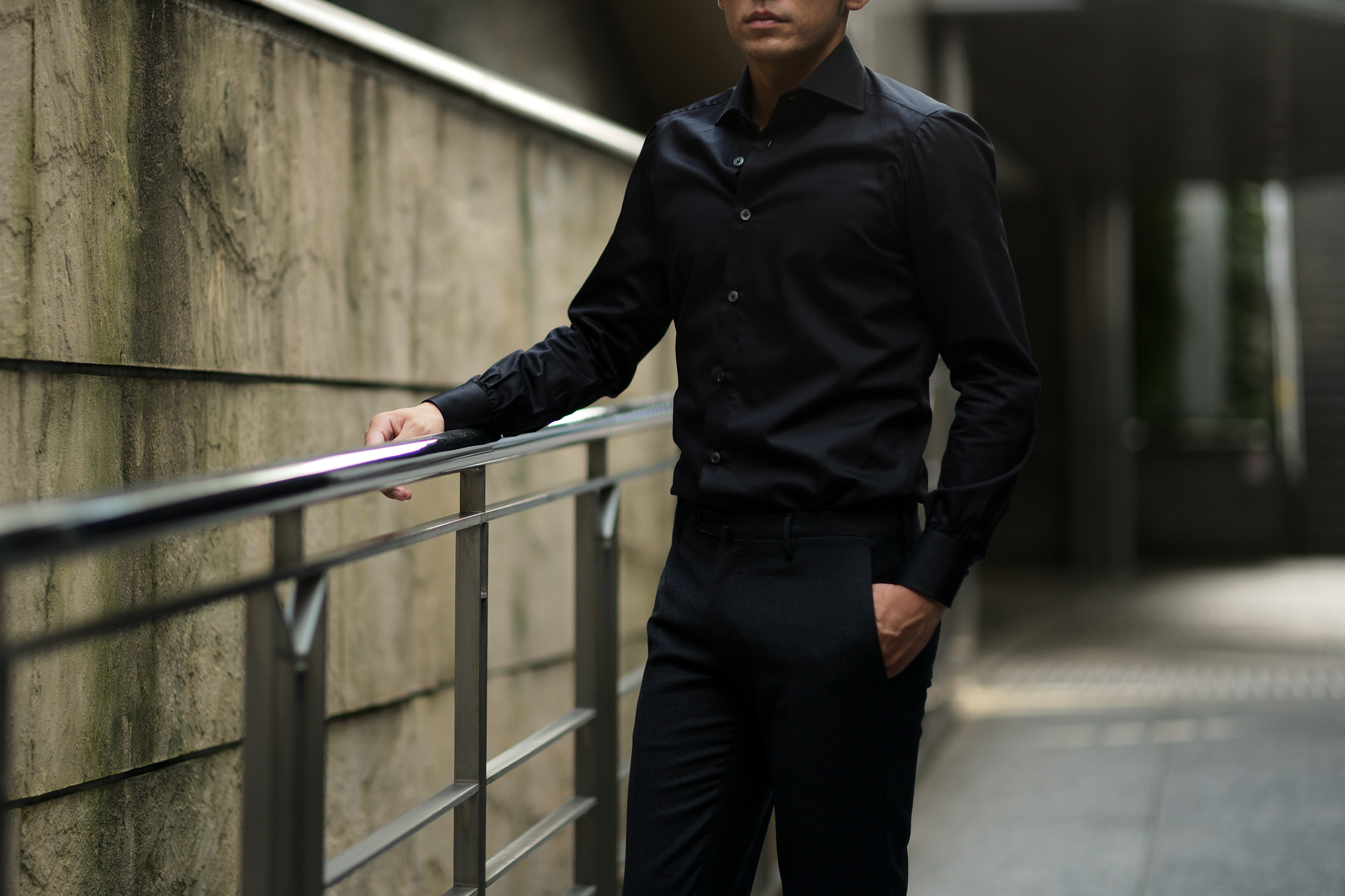 AVINO(アヴィーノ) Poplin Dress Shirts コットン ブロード ポプリン ドレスシャツ BLACK(ブラック) made in italy (イタリア製) 2019 秋冬新作 愛知 名古屋 altoediritto アルトエデリット