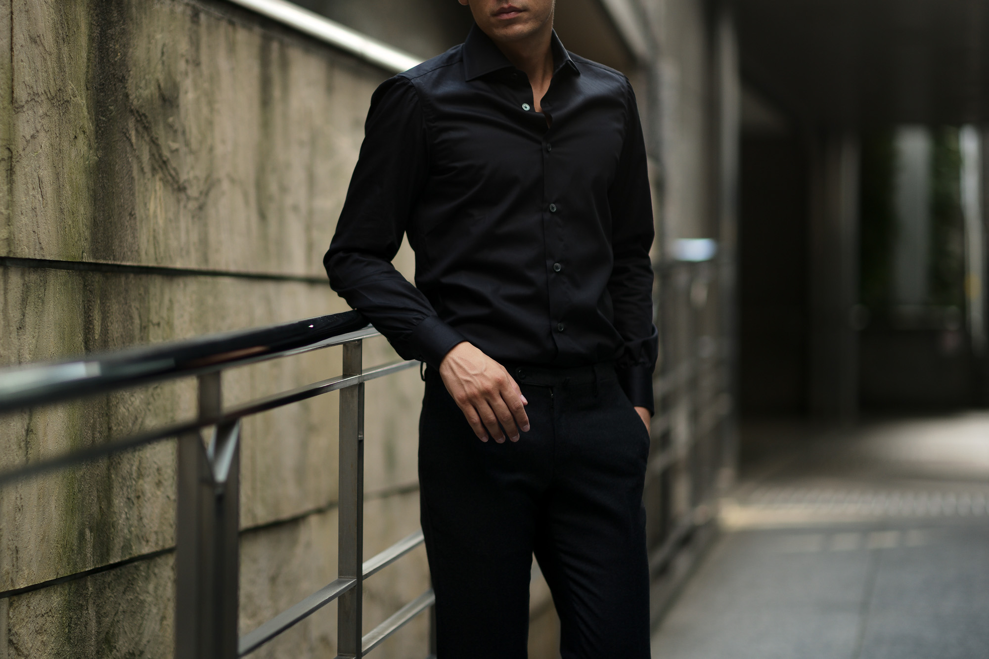 AVINO(アヴィーノ) Poplin Dress Shirts コットン ブロード ポプリン ドレスシャツ BLACK(ブラック) made in italy (イタリア製) 2019 秋冬新作 愛知 名古屋 altoediritto アルトエデリット