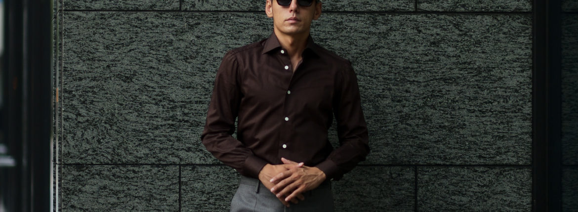 AVINO(アヴィーノ) Poplin Dress Shirts コットン ブロード ポプリン ドレスシャツ BROWN(ブラウン) made in italy (イタリア製) 2019 秋冬新作 愛知 名古屋 altoediritto アルトエデリット