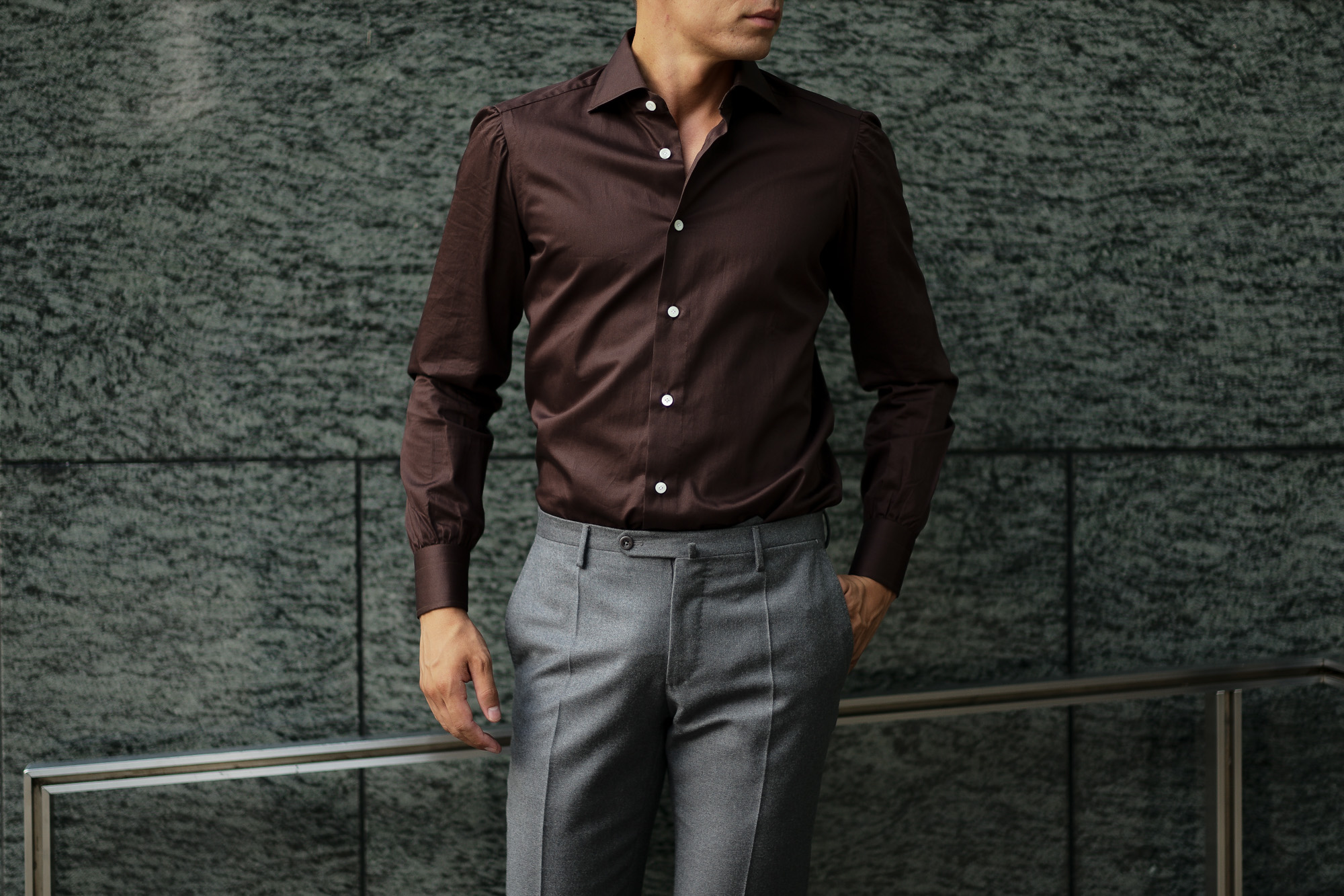 AVINO(アヴィーノ) Poplin Dress Shirts コットン ブロード ポプリン ドレスシャツ BROWN(ブラウン) made in italy (イタリア製) 2019 秋冬新作 愛知 名古屋 altoediritto アルトエデリット