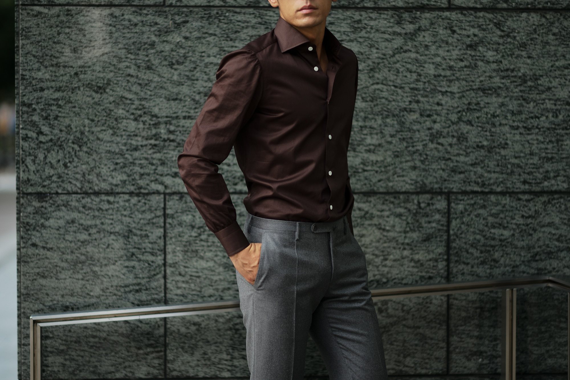 AVINO(アヴィーノ) Poplin Dress Shirts コットン ブロード ポプリン ドレスシャツ BROWN(ブラウン) made in italy (イタリア製) 2019 秋冬新作 愛知 名古屋 altoediritto アルトエデリット