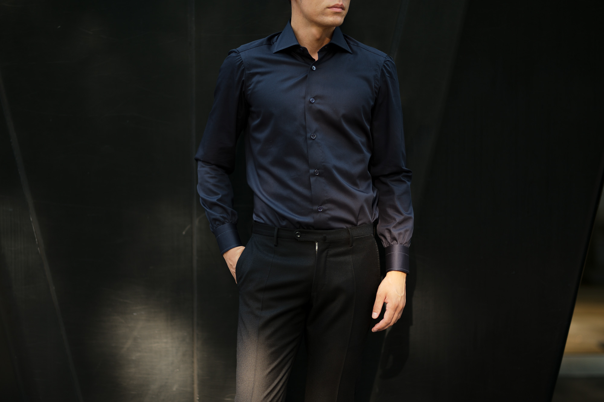 AVINO(アヴィーノ) Poplin Dress Shirts コットン ブロード ポプリン ドレスシャツ NAVY(ネイビー) made in italy (イタリア製) 2019 秋冬新作 愛知 名古屋 altoediritto アルトエデリット