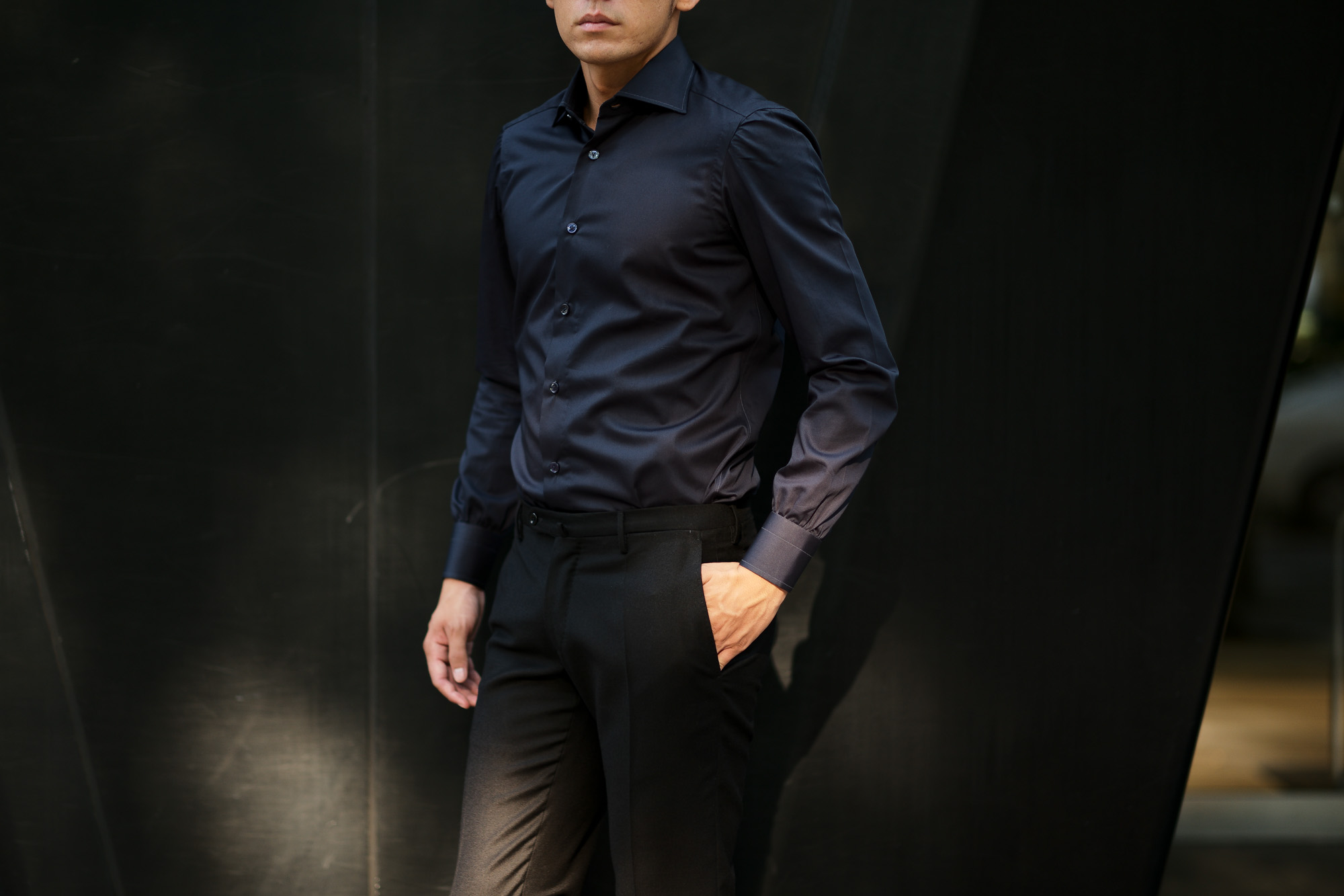 AVINO(アヴィーノ) Poplin Dress Shirts コットン ブロード ポプリン ドレスシャツ NAVY(ネイビー) made in italy (イタリア製) 2019 秋冬新作 愛知 名古屋 altoediritto アルトエデリット