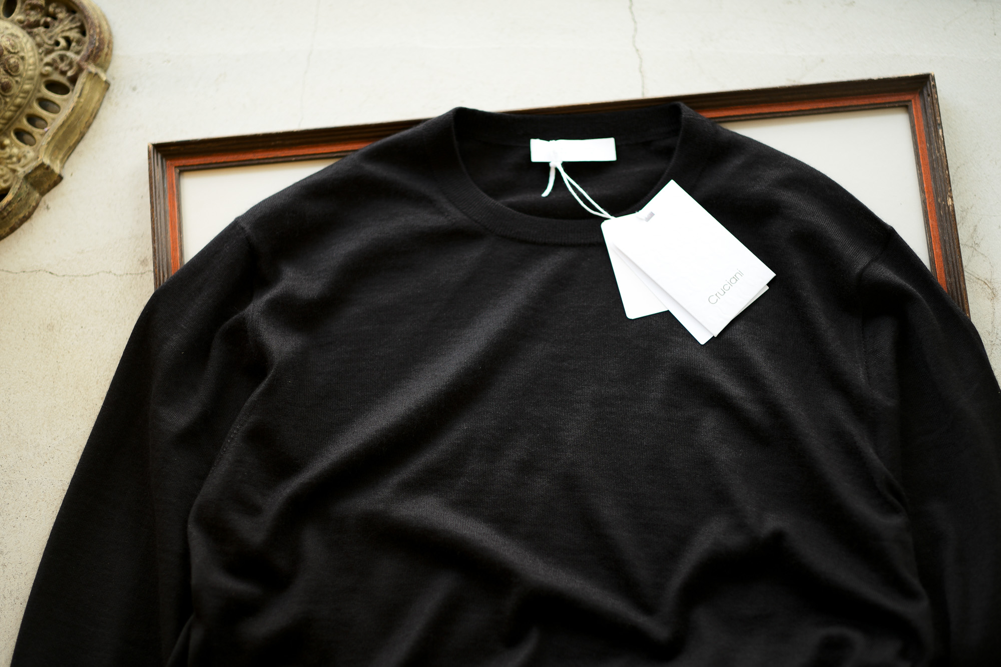 Cruciani (クルチアーニ) Silk Cashmere Crew Neck Sweater (シルクカシミヤ クルーネック セーター) ハイゲージ シルクカシミヤニット セーター BLACK (ブラック・30060) made in italy (イタリア製) 2019 秋冬新作 愛知 名古屋 altoediritto アルトエデリット