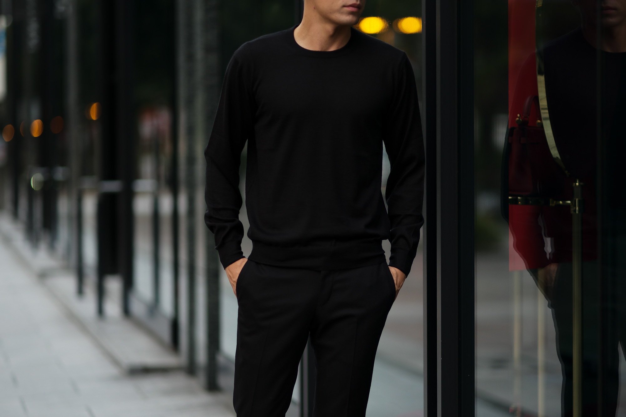 Cruciani (クルチアーニ) Silk Cashmere Crew Neck Sweater (シルクカシミヤ クルーネック セーター) ハイゲージ シルクカシミヤニット セーター BLACK (ブラック・30060) made in italy (イタリア製) 2019 秋冬新作 愛知 名古屋 altoediritto アルトエデリット