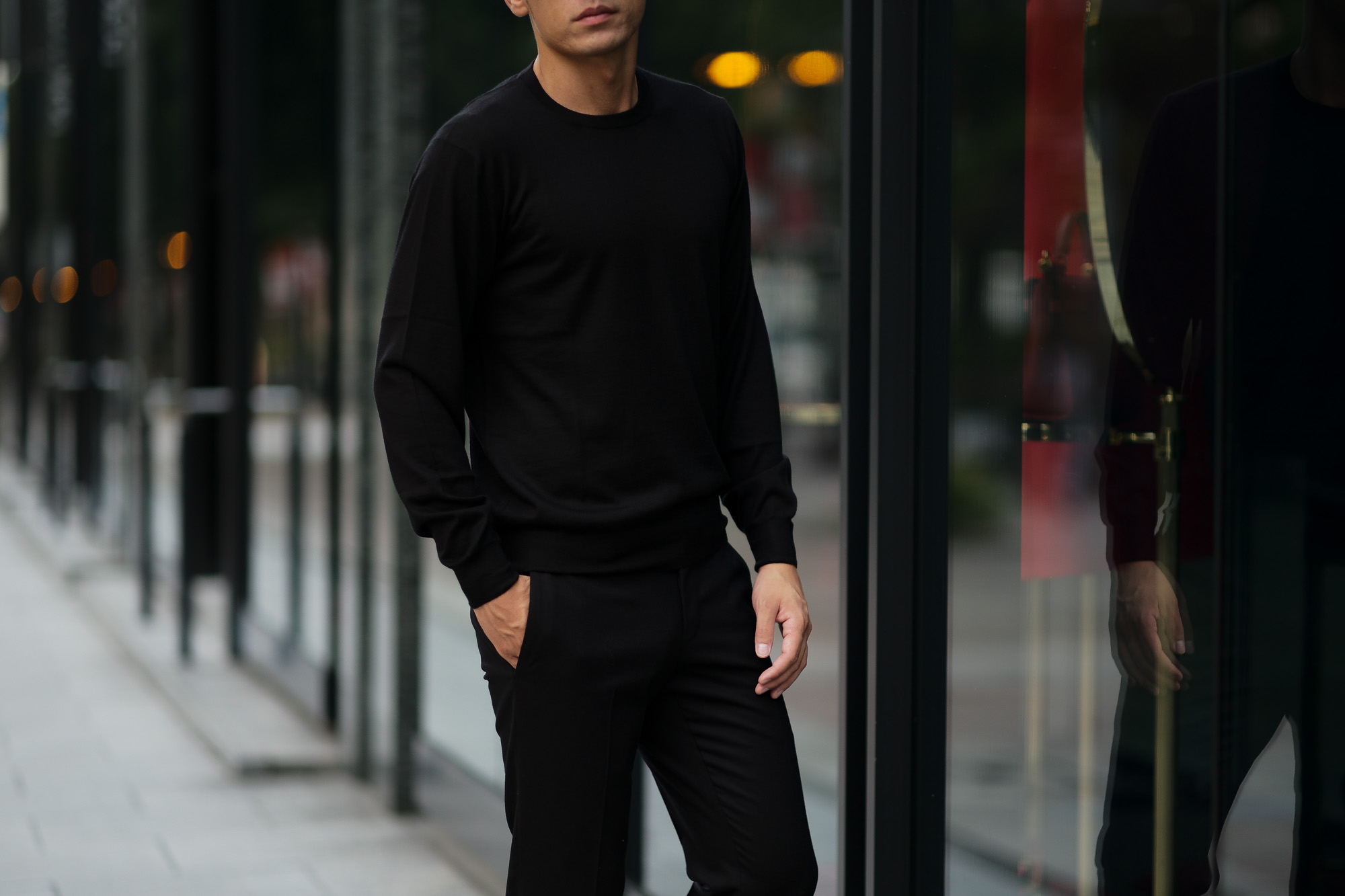 Cruciani (クルチアーニ) Silk Cashmere Crew Neck Sweater (シルクカシミヤ クルーネック セーター) ハイゲージ シルクカシミヤニット セーター BLACK (ブラック・30060) made in italy (イタリア製) 2019 秋冬新作 愛知 名古屋 altoediritto アルトエデリット