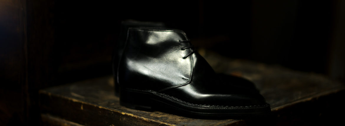 ENZO BONAFE (エンツォボナフェ) ART.3722 Chukka boots Du Puy Vitello デュプイ社ボックスカーフ チャッカブーツ NERO (ブラック) made in italy (イタリア製) 愛知 名古屋 Alto e Diritto アルトエデリット エンツォボナフェ チャッカ　5.5,6,6.5,7,7.5,8,8.5,9,9.5