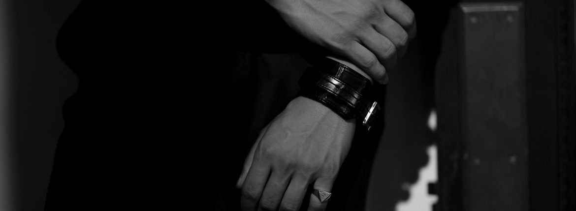 FIXER(フィクサー) CROCODILE LEATHER BRACELET 925 STERLING SILVER (925 スターリングシルバー) クロコダイル レザー ブレスレット BLACK (ブラック) 愛知 名古屋 altoediritto アルトエデリット クロコダイル ブレスレット バングル