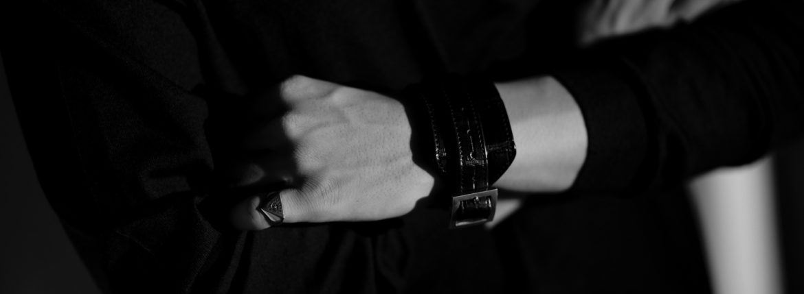 FIXER(フィクサー) CROCODILE LEATHER BRACELET 925 STERLING SILVER (925 スターリングシルバー) クロコダイル レザー ブレスレット BLACK (ブラック) 愛知 名古屋 altoediritto アルトエデリット クロコダイル ブレスレット バングル