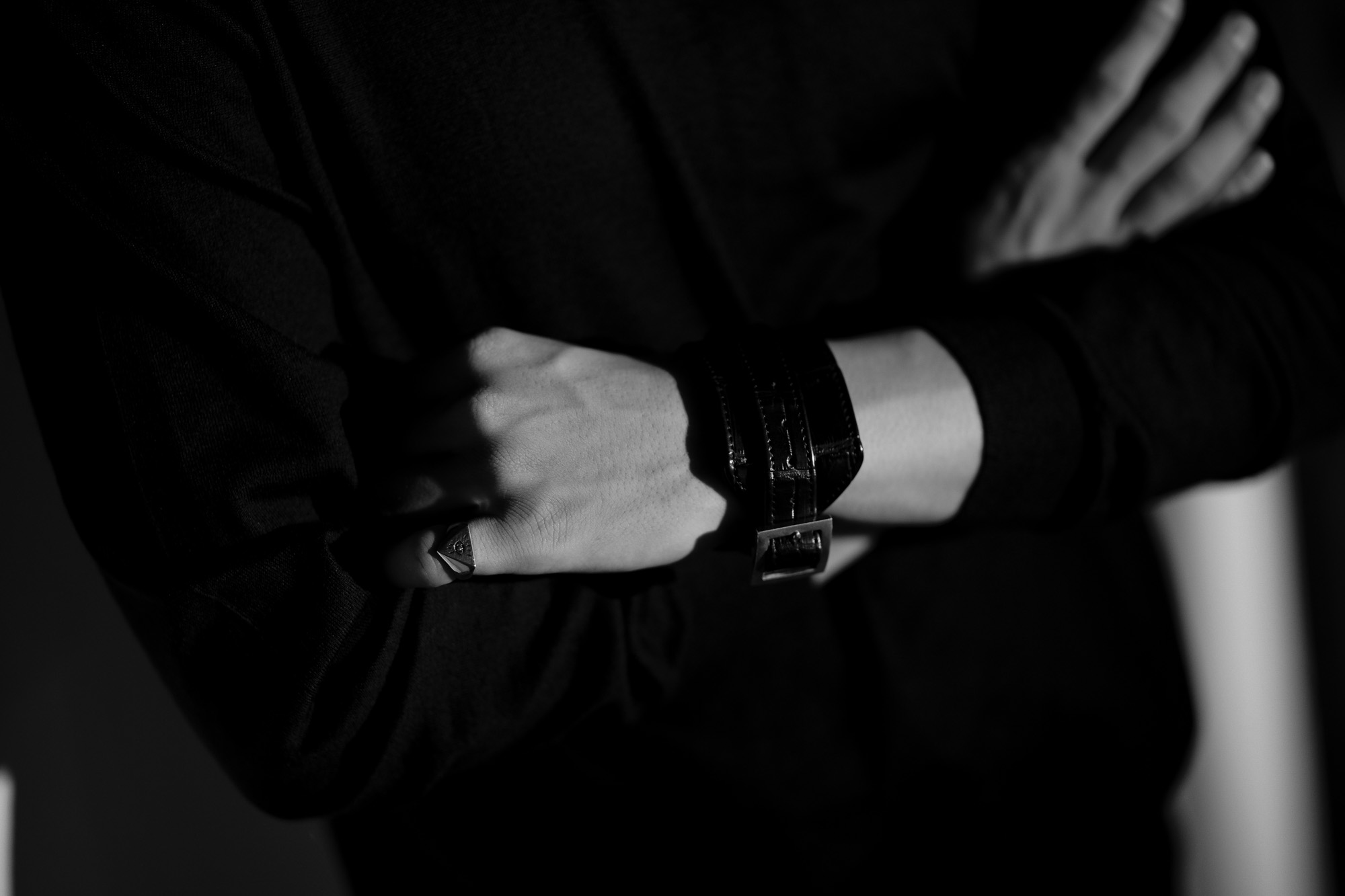 FIXER(フィクサー) CROCODILE LEATHER BRACELET 925 STERLING SILVER (925 スターリングシルバー) クロコダイル レザー ブレスレット BLACK (ブラック) 愛知 名古屋 altoediritto アルトエデリット クロコダイル ブレスレット バングル