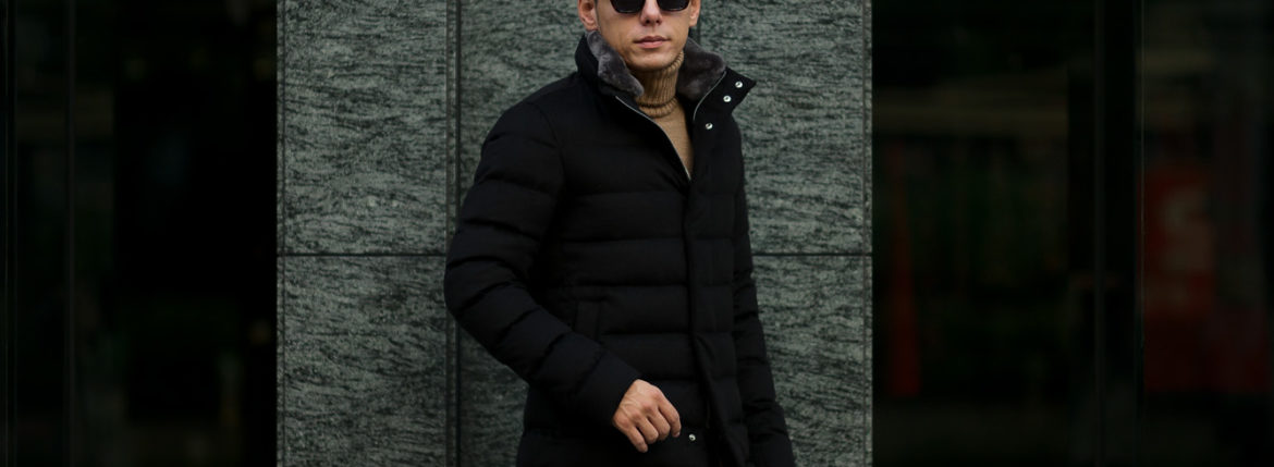 HERNO(ヘルノ) PI0584U Silk Cashmere Down coat (シルク カシミア ダウン コート) PIACENZA (ピアツェンツァ) DROP GLIDE NYLON ULTRALIGHT 撥水 シルク カシミア ダウン コート BLACK (ブラック・9300) Made in italy (イタリア製) 2019 秋冬新作 alto e dirittoアルトエデリット 42,44,46,48,50,52　愛知 名古屋