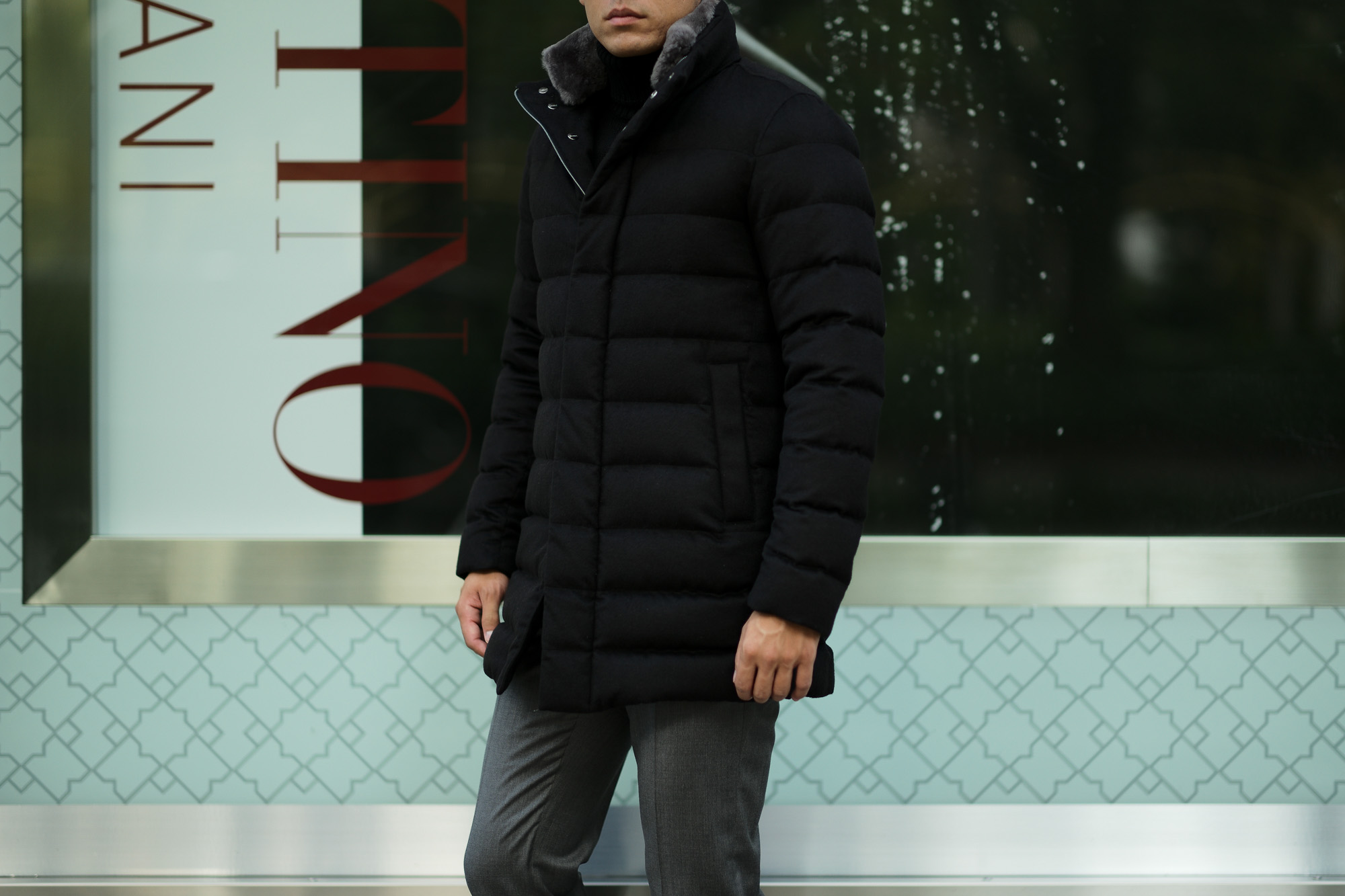 HERNO(ヘルノ) PI0584U Silk Cashmere Down coat (シルク カシミア ダウン コート) PIACENZA (ピアツェンツァ) DROP GLIDE NYLON ULTRALIGHT 撥水 シルク カシミア ダウン コート BLACK (ブラック・9300) Made in italy (イタリア製) 2019 秋冬新作 alto e dirittoアルトエデリット 42,44,46,48,50,52　愛知 名古屋