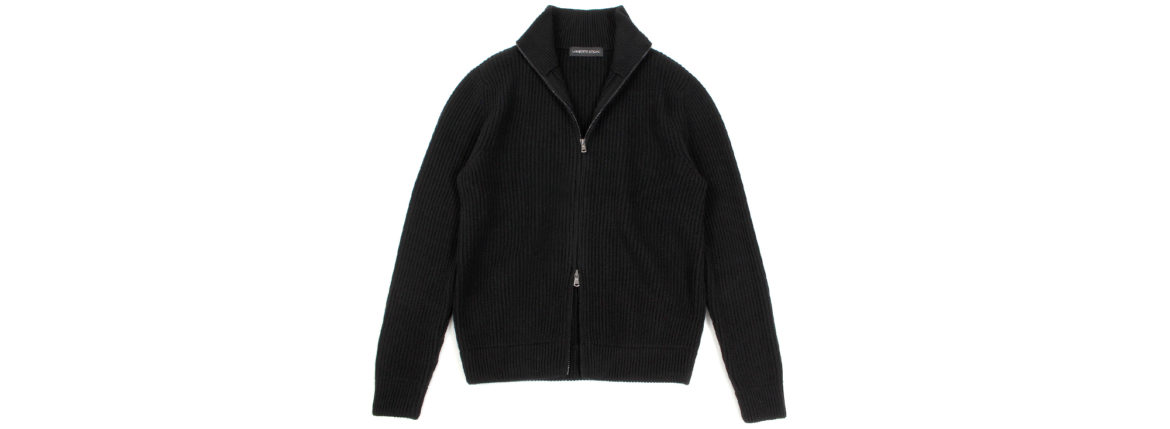 LAMBERTO LOSANI (ランベルト ロザーニ) Cashmere Zip Up Cardigan (カシミア ジップアップ カーディガン) ローゲージ カシミアニット カーディガン BLACK (ブラック・901) made in italy (イタリア製) 2019 秋冬のイメージ