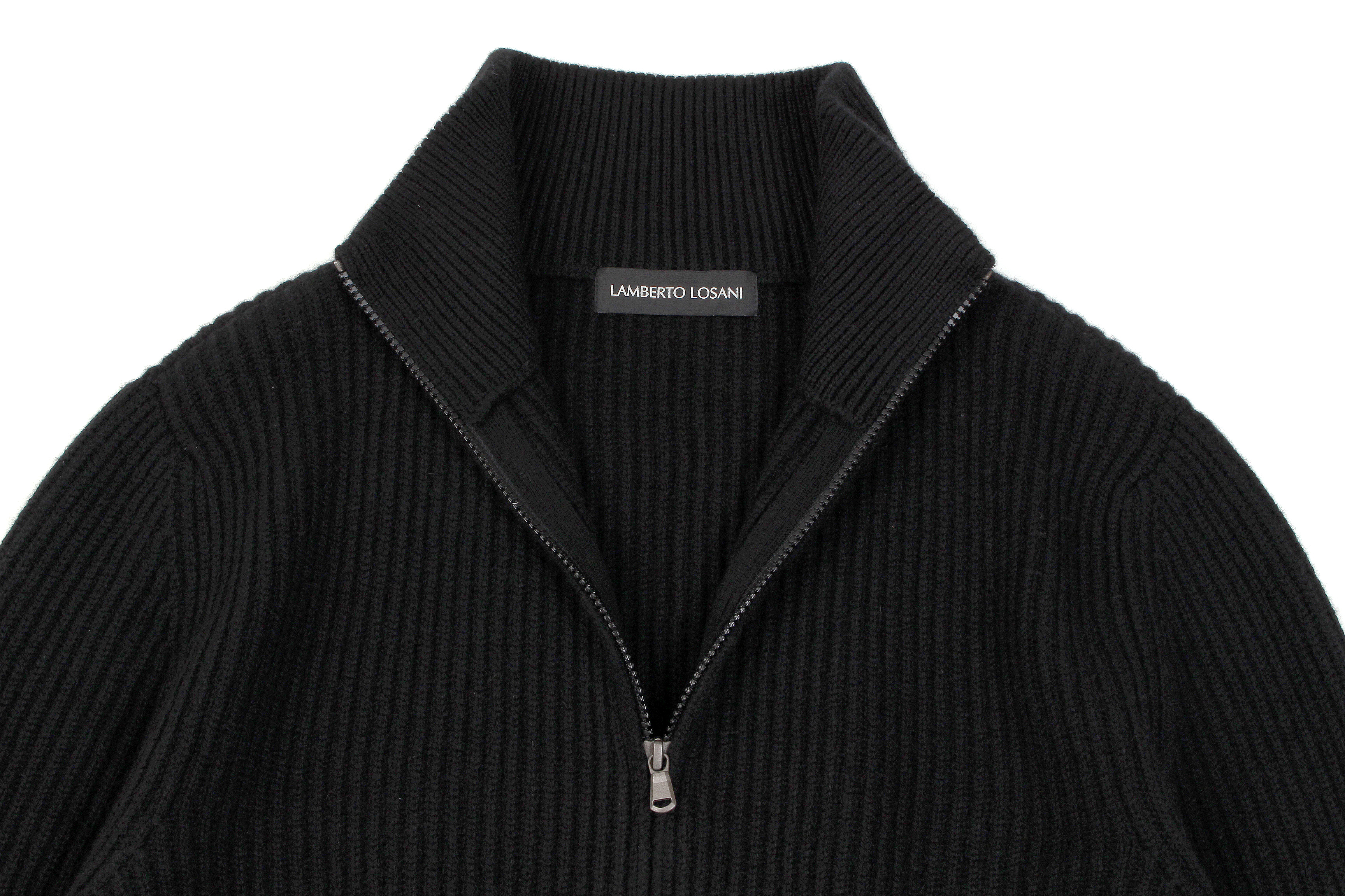 LAMBERTO LOSANI (ランベルト ロザーニ) Cashmere Zip Up Cardigan (カシミア ジップアップ カーディガン) ローゲージ カシミアニット カーディガン BLACK (ブラック・901) made in italy (イタリア製) 2019 秋冬 lambertolosani ランベルトロザーニ 愛知 名古屋 altoediritto アルトエデリット