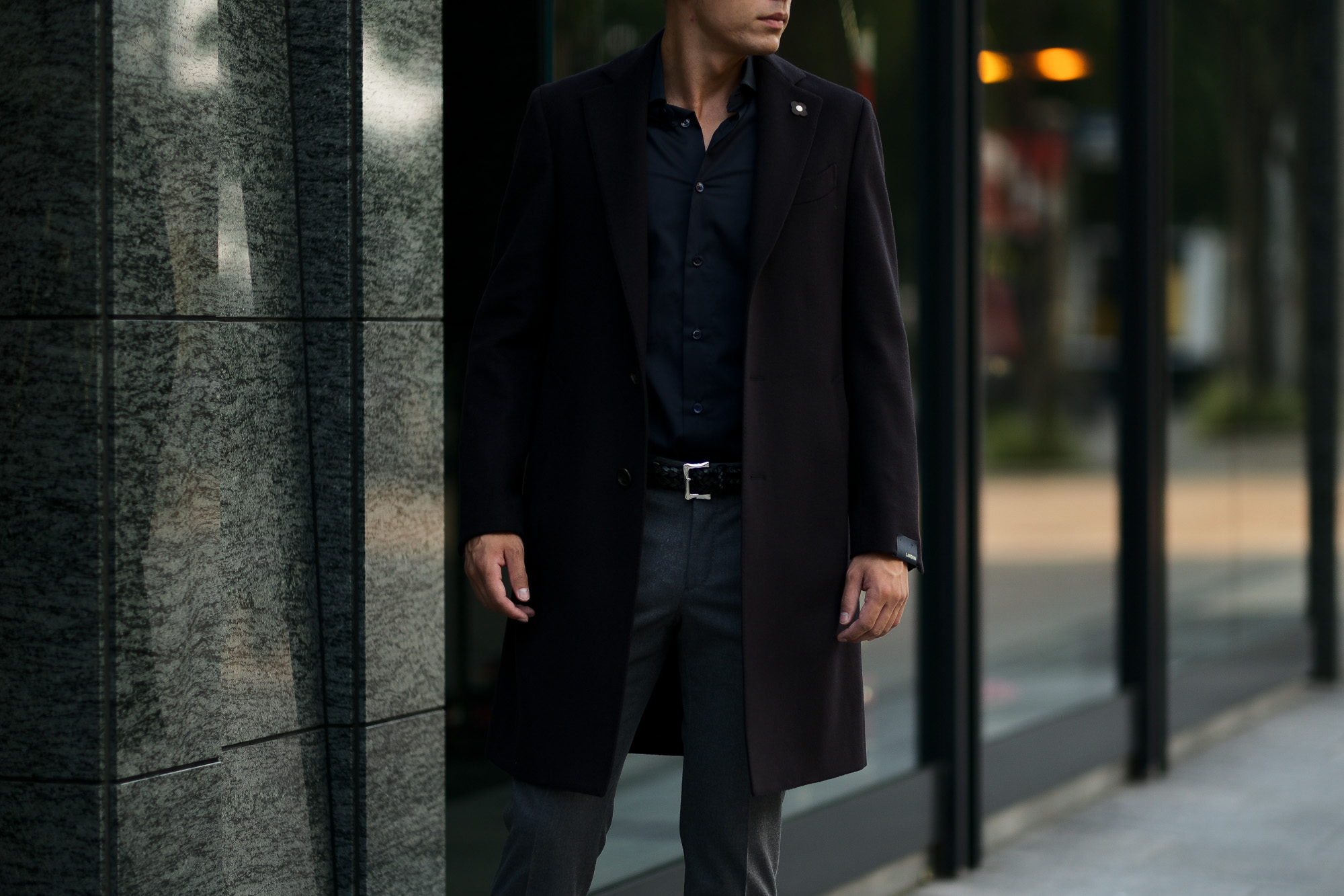 LARDINI (ラルディーニ) Spolverino Chester coat (スポルベリーノ チェスターコート) フラノウール生地 シングル チェスターコート NAVY (ネイビー・5) Made in italy (イタリア製) 2019 秋冬新作 alto e diritto altoediritto アルトエデリット