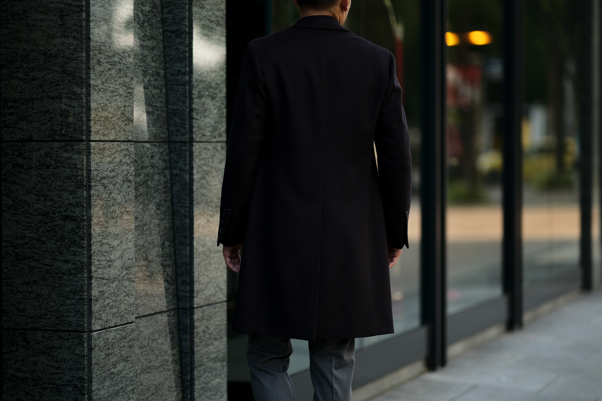 LARDINI (ラルディーニ) Spolverino Chester coat (スポルベリーノ チェスターコート) フラノウール生地 シングル チェスターコート NAVY (ネイビー・5) Made in italy (イタリア製) 2019 秋冬新作 alto e diritto altoediritto アルトエデリット