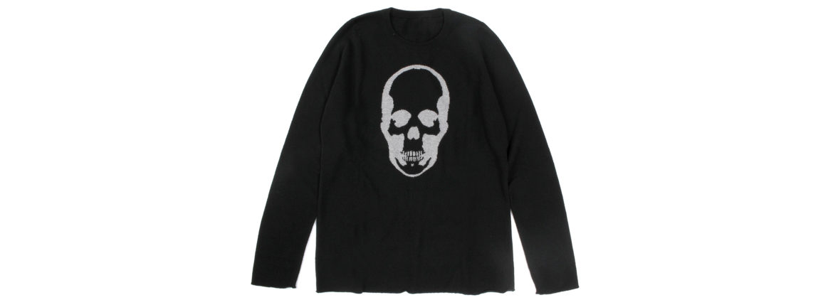 lucien pellat-finet (ルシアン ペラフィネ) Skull Cashmere Sweater (スカル カシミア セーター) インターシャ カシミア スカル セーター BLACK × GRAY (ブラック × グレー) made in scotland (スコットランド製) 2019 秋冬新作 lucienpellatfinet ルシアンペラフィネ 愛知 名古屋 altoediritto アルトエデリット