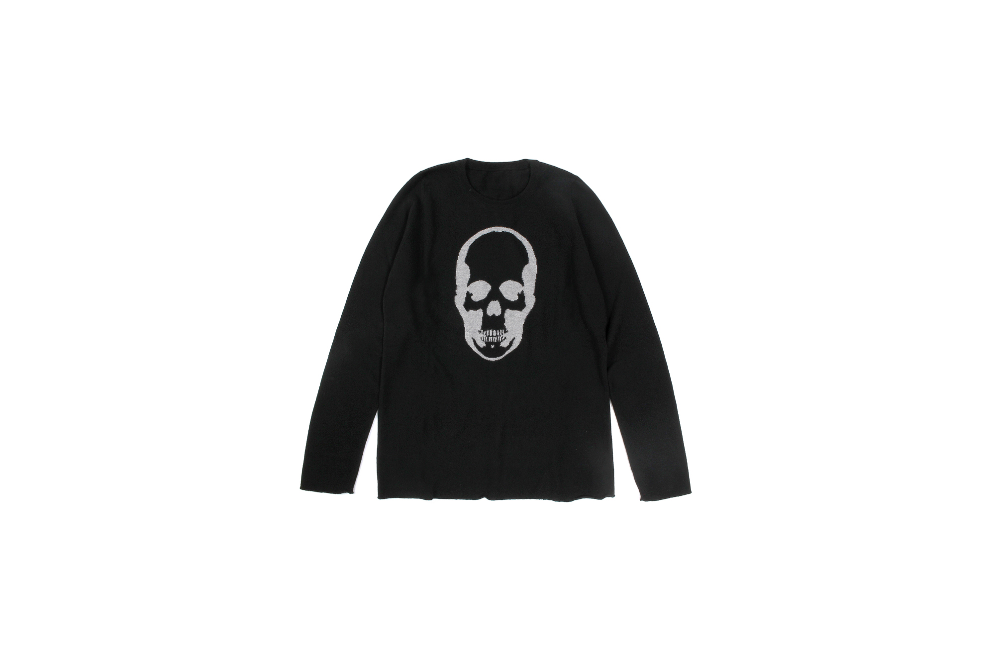 lucien pellat-finet (ルシアン ペラフィネ) Skull Cashmere Sweater (スカル カシミア セーター) インターシャ カシミア スカル セーター BLACK × GRAY (ブラック × グレー) made in scotland (スコットランド製) 2019 秋冬新作 lucienpellatfinet ルシアンペラフィネ 愛知 名古屋 altoediritto アルトエデリット